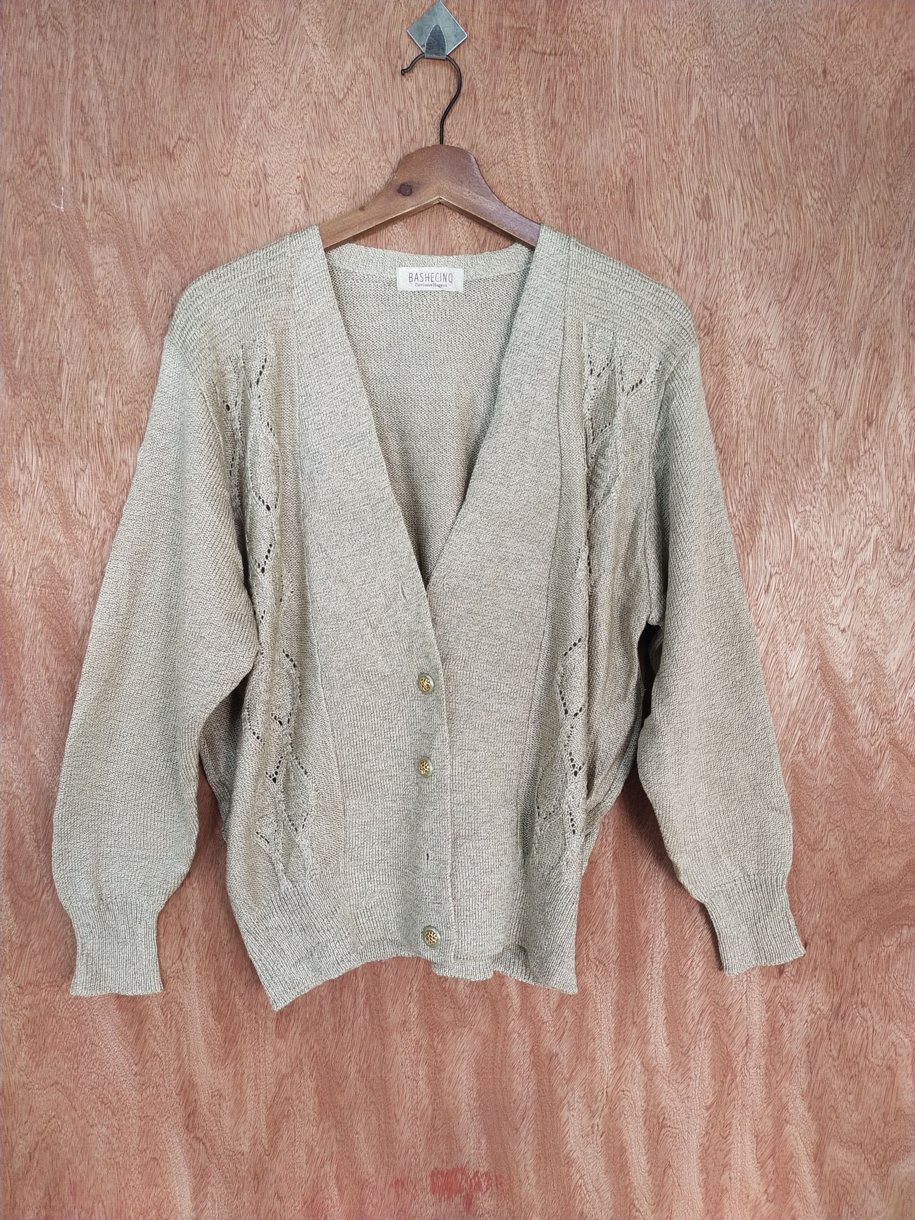 Homespun Knitwear Bashecinq light brown japan knitwear cardigan #S151 Size US M / EU 48-50 / 2 - 1 Thumbnail