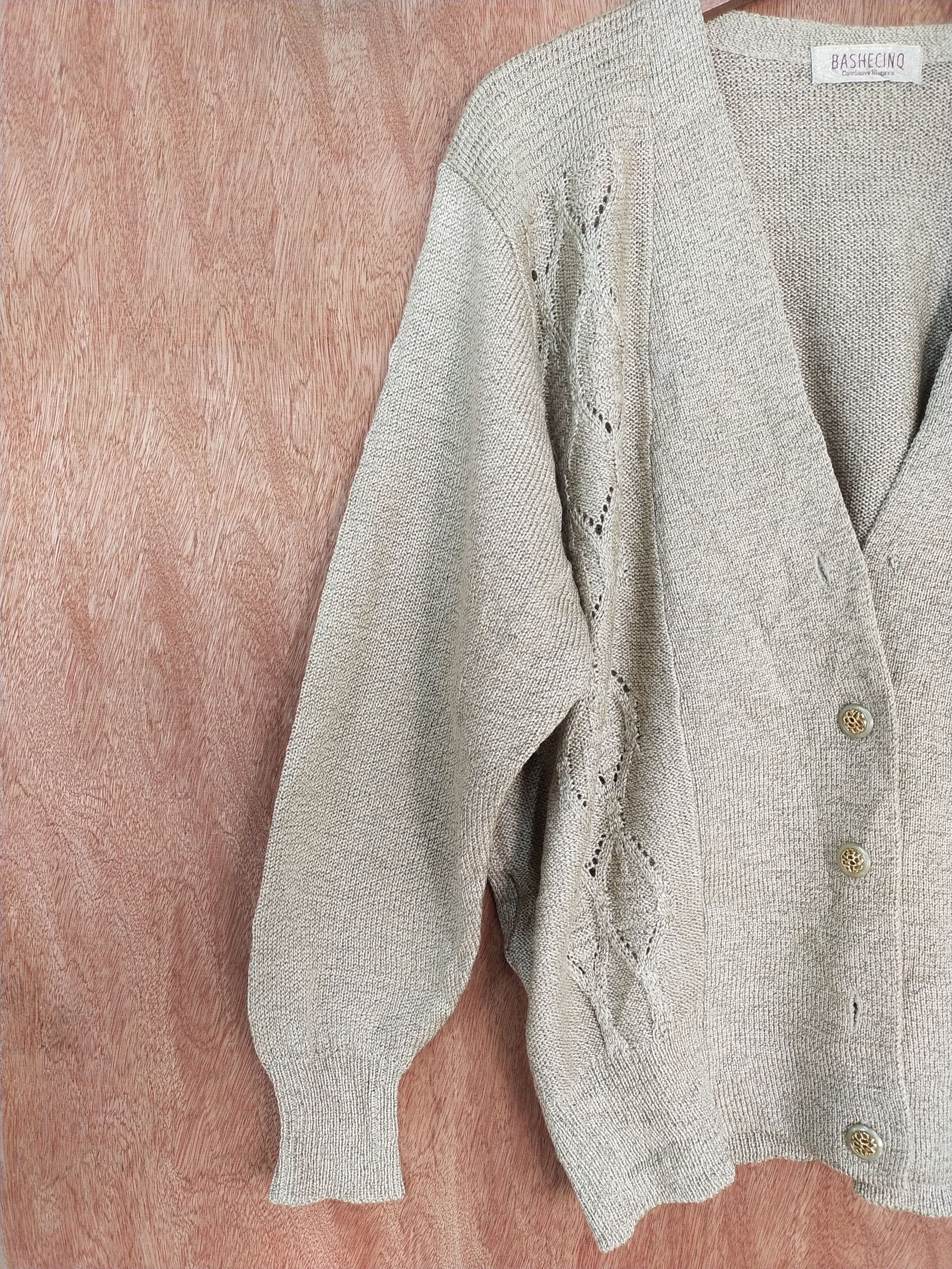 Homespun Knitwear Bashecinq light brown japan knitwear cardigan #S151 Size US M / EU 48-50 / 2 - 4 Thumbnail