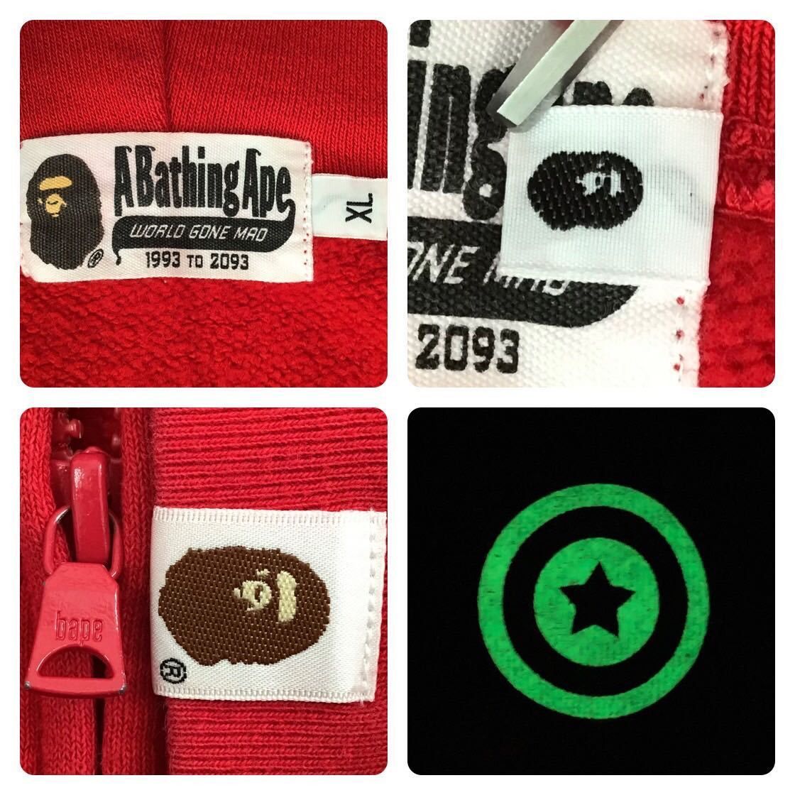 Bape 💫Glow in the dark💫 🔥XL🔥 Shark full zip hoodie Red BAPE Size US XL / EU 56 / 4 - 9 Thumbnail