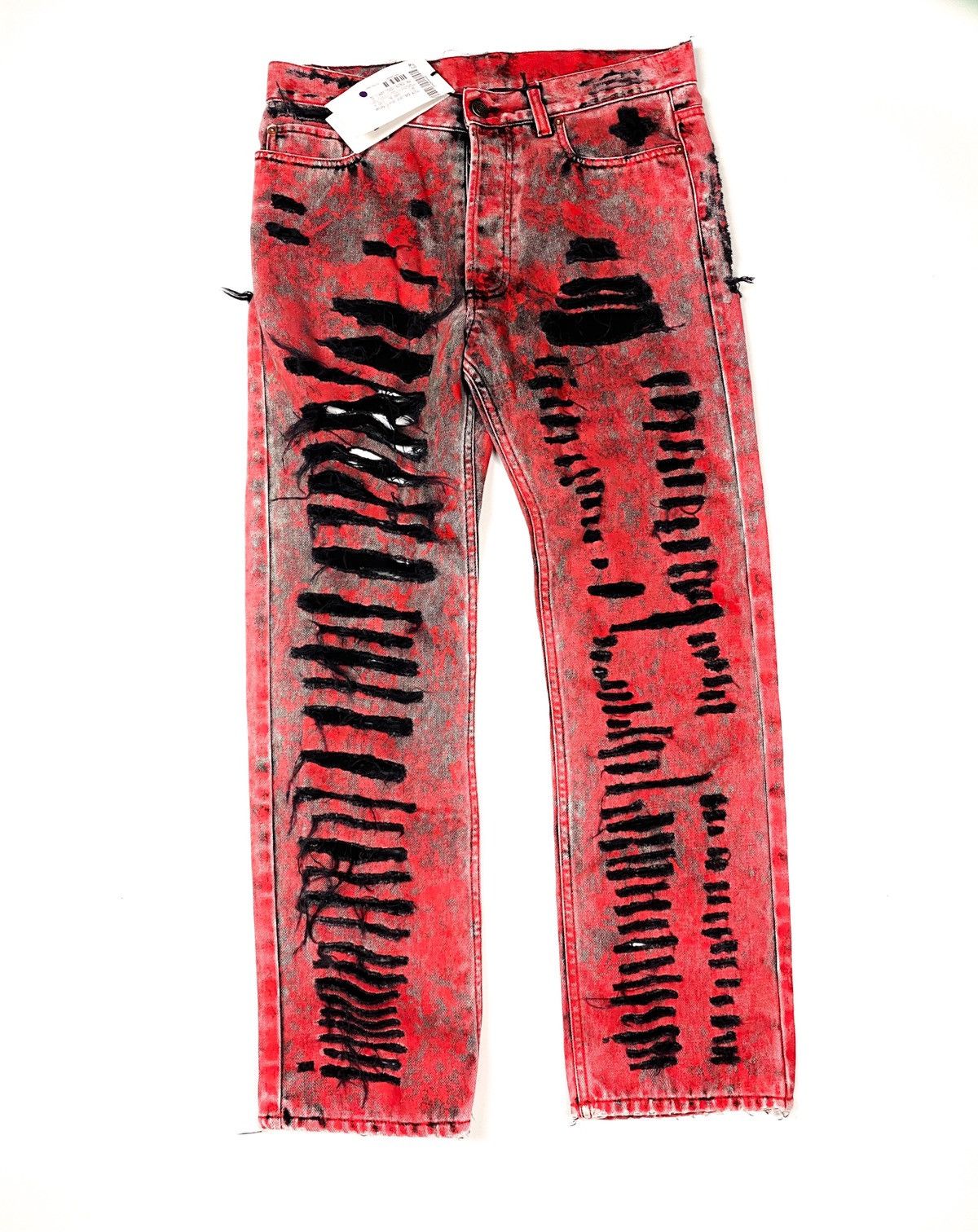 Gucci Gucci rockstar red destroyed punk denim jeans | Grailed