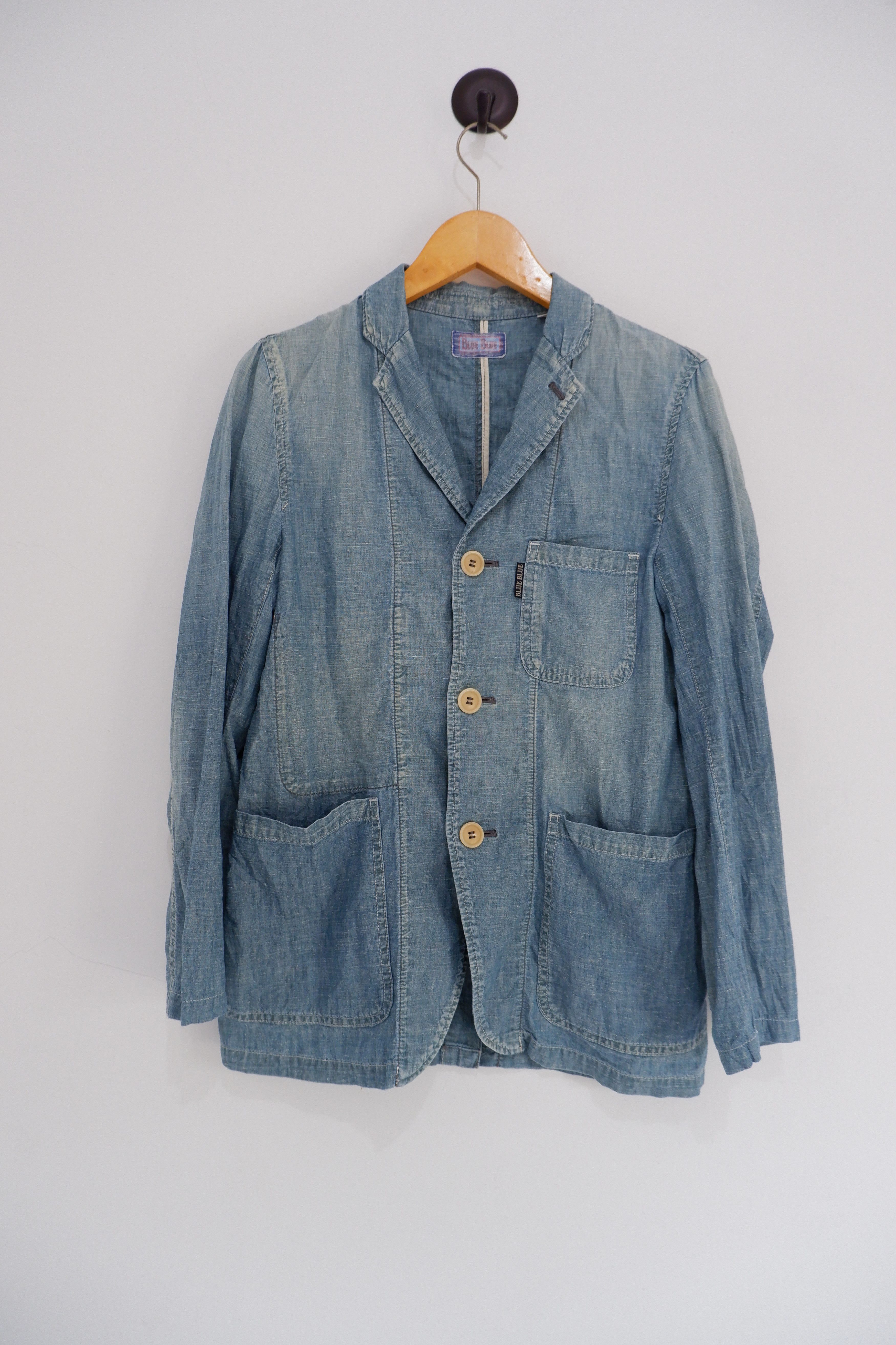 Blue Blue Japan Vintage Blue Blue Cotton Linen Blazer Shirt Size US S / EU 44-46 / 1 - 2 Thumbnail