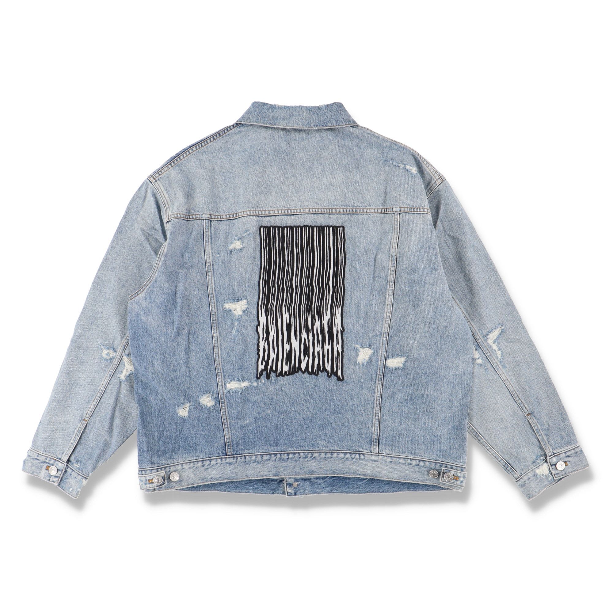 Balenciaga Blue Barcode Logo Denim Jacket | Grailed