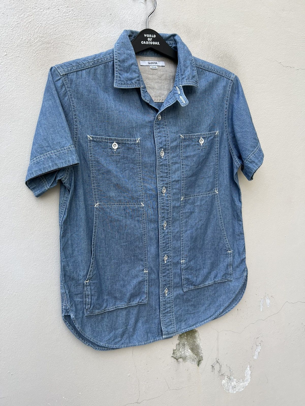 Vintage Gloster ‘ SAMPLE ‘ Japan Multi Pocket Chambray Work Shirt Size US M / EU 48-50 / 2 - 5 Thumbnail