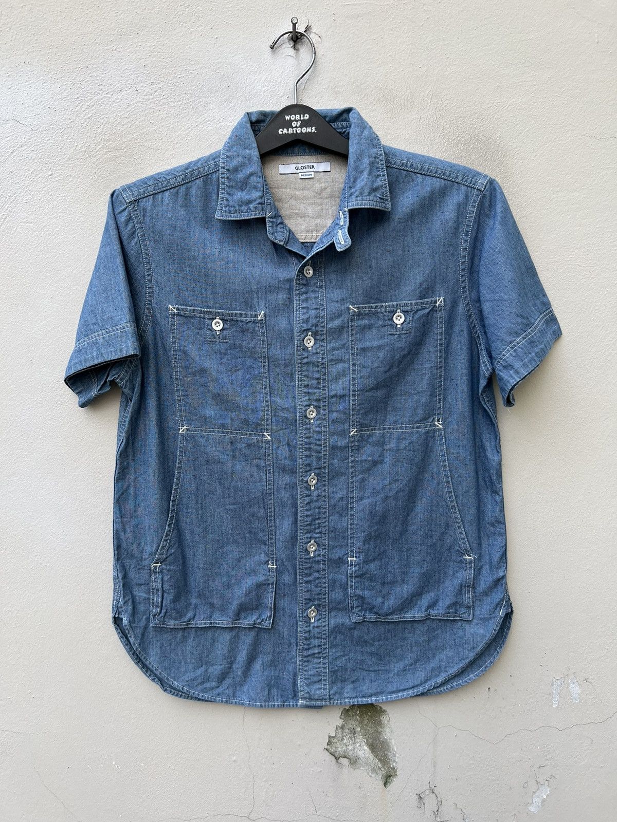 Vintage Gloster ‘ SAMPLE ‘ Japan Multi Pocket Chambray Work Shirt Size US M / EU 48-50 / 2 - 3 Thumbnail