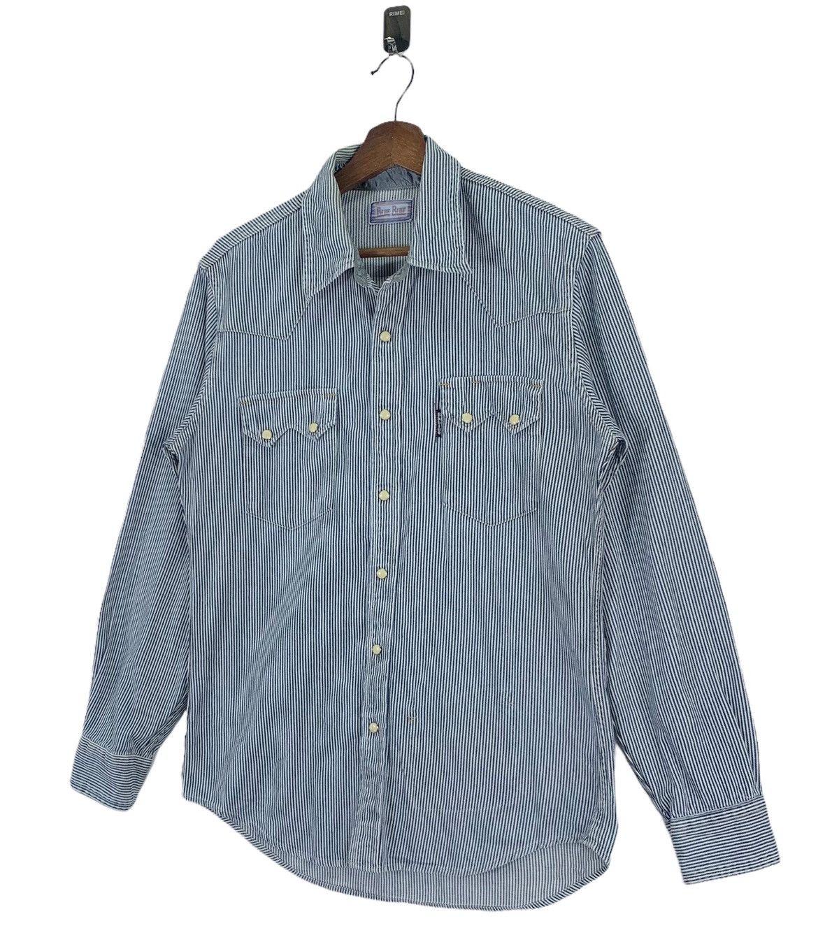 Blue Blue Japan × Japanese Brand VINTAGE BLUE BLUE JAPAN INDIGO WESTERN BUTTON OXFORD SHIRT Size US M / EU 48-50 / 2 - 2 Thumbnail