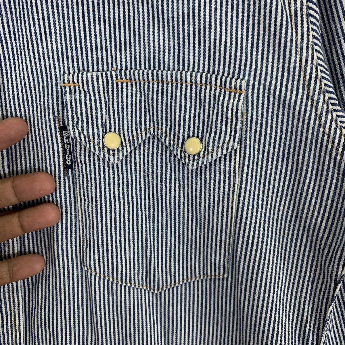 Blue Blue Japan × Japanese Brand VINTAGE BLUE BLUE JAPAN INDIGO WESTERN BUTTON OXFORD SHIRT Size US M / EU 48-50 / 2 - 6 Thumbnail