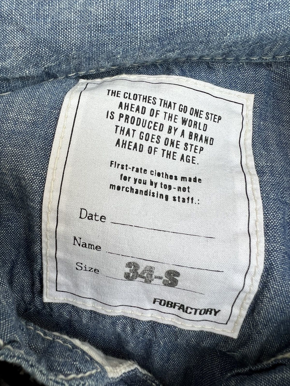 FOB Factory Fob Factory Japan Selvedge Gusset Chambray Work Shirt Size US S / EU 44-46 / 1 - 10 Thumbnail