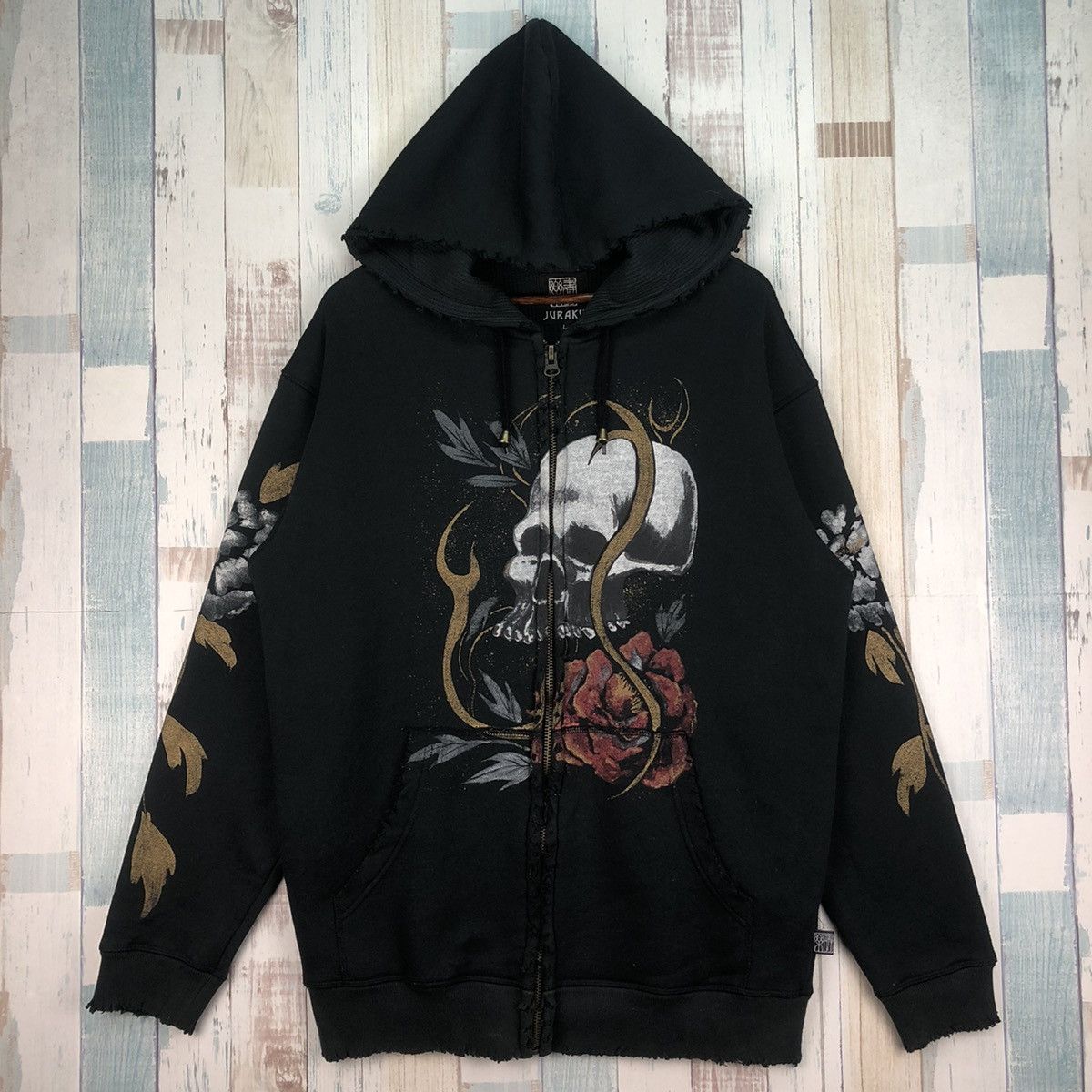 Japanese Brand Vintage Juraku Sukajan Hoodie Seditionaries Rare Design Size US L / EU 52-54 / 3 - 1 Thumbnail