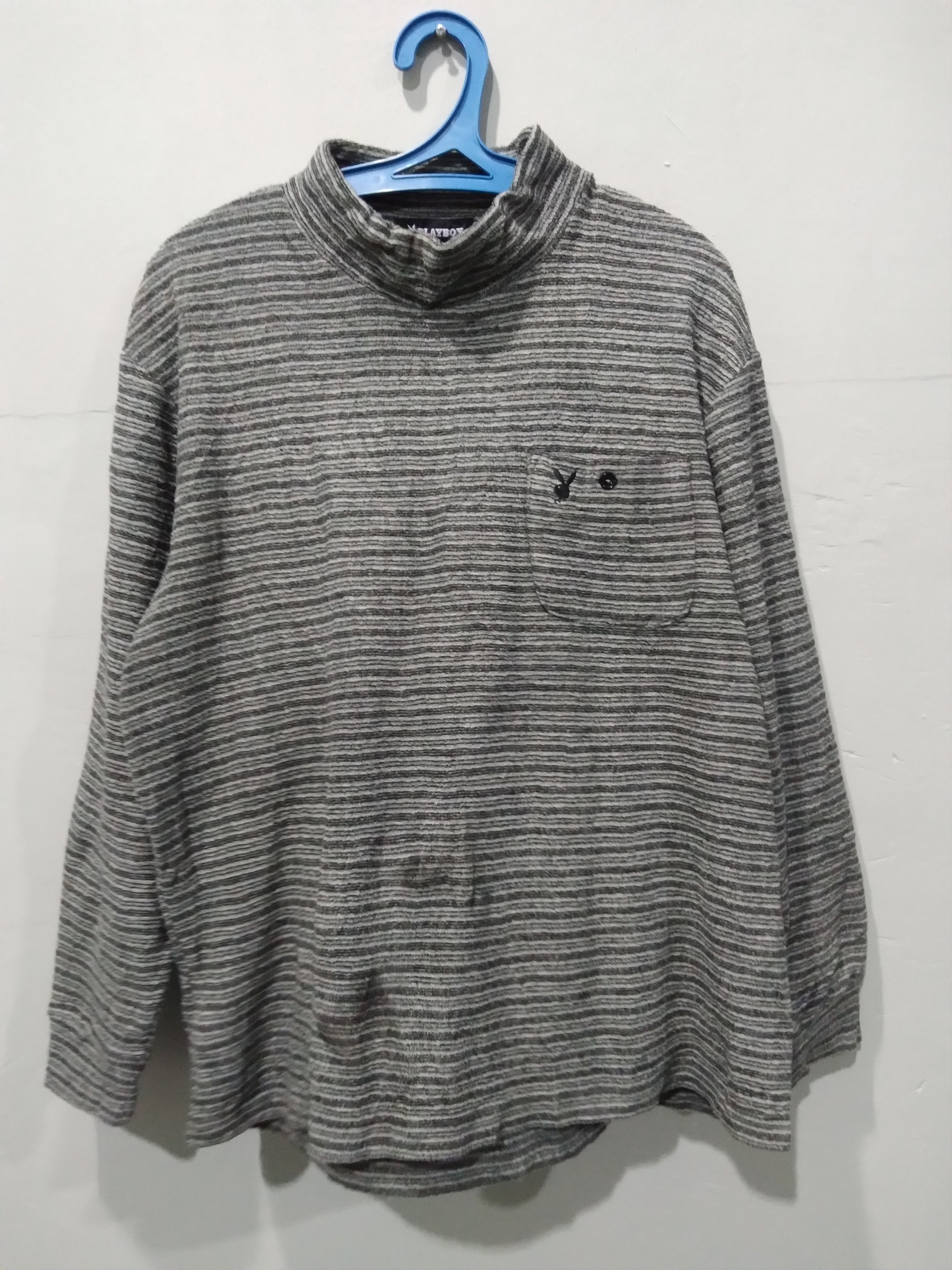 Vintage Playboy Striped Pocketed Pullover LS Tee