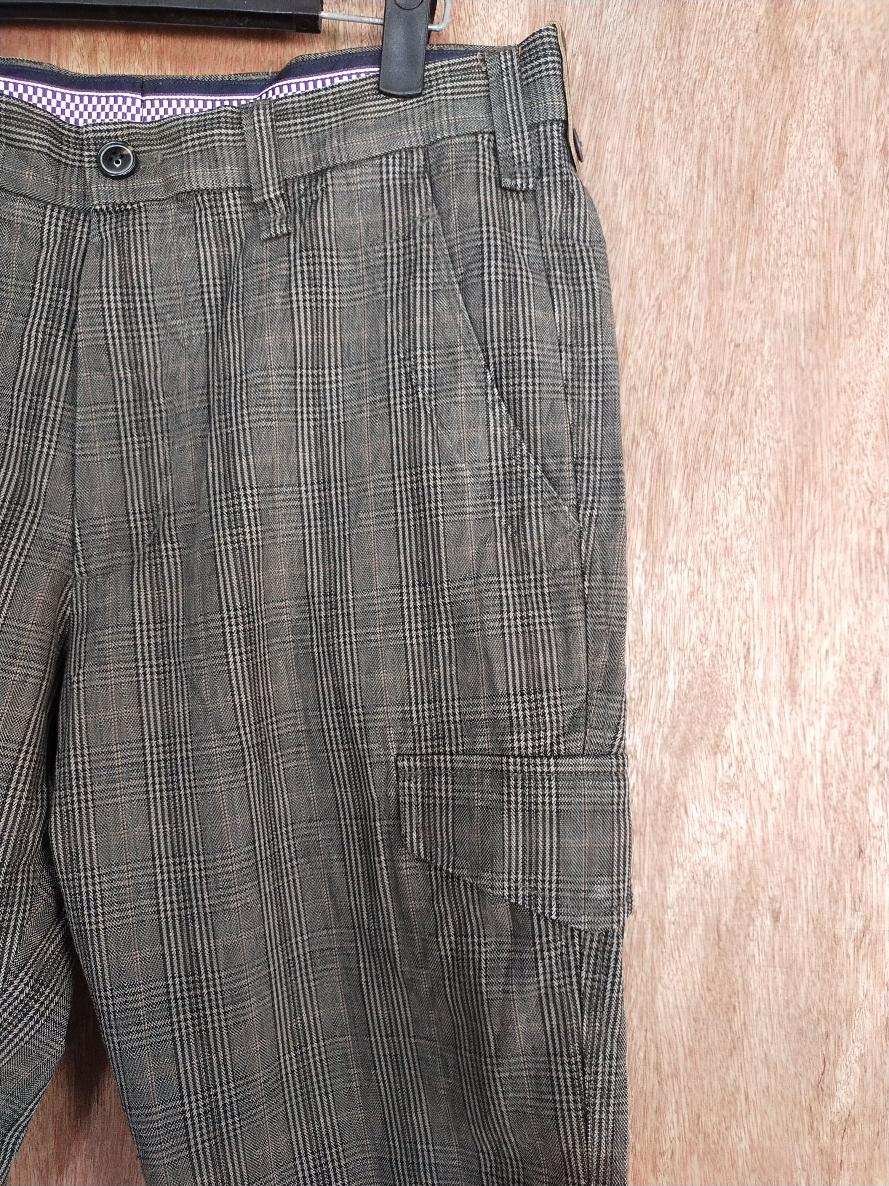 Japanese Brand Simple Life gray checkered cargo utility pants #H480 Size US 32 / EU 48 - 5 Thumbnail