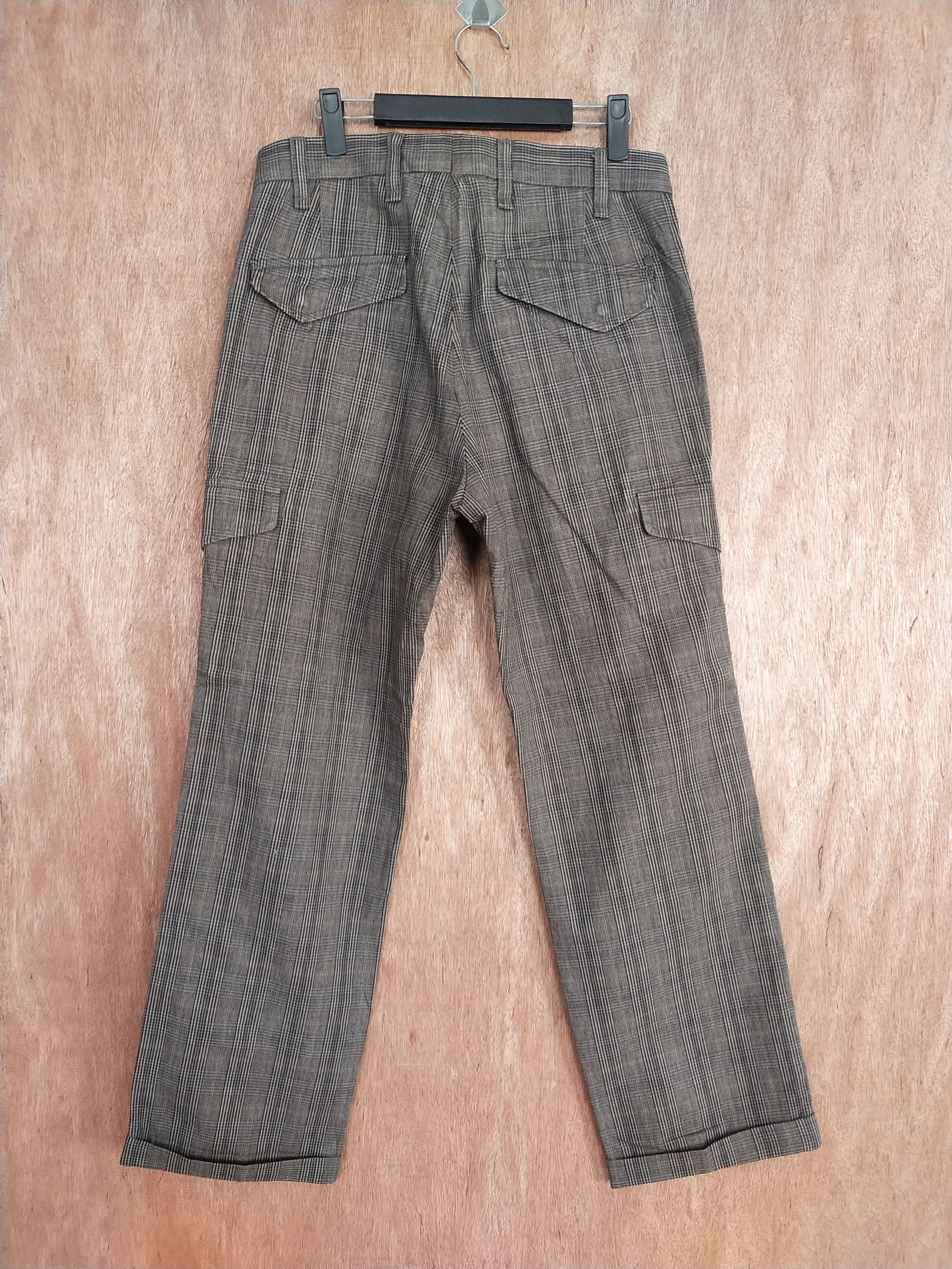 Japanese Brand Simple Life gray checkered cargo utility pants #H480 Size US 32 / EU 48 - 9 Thumbnail