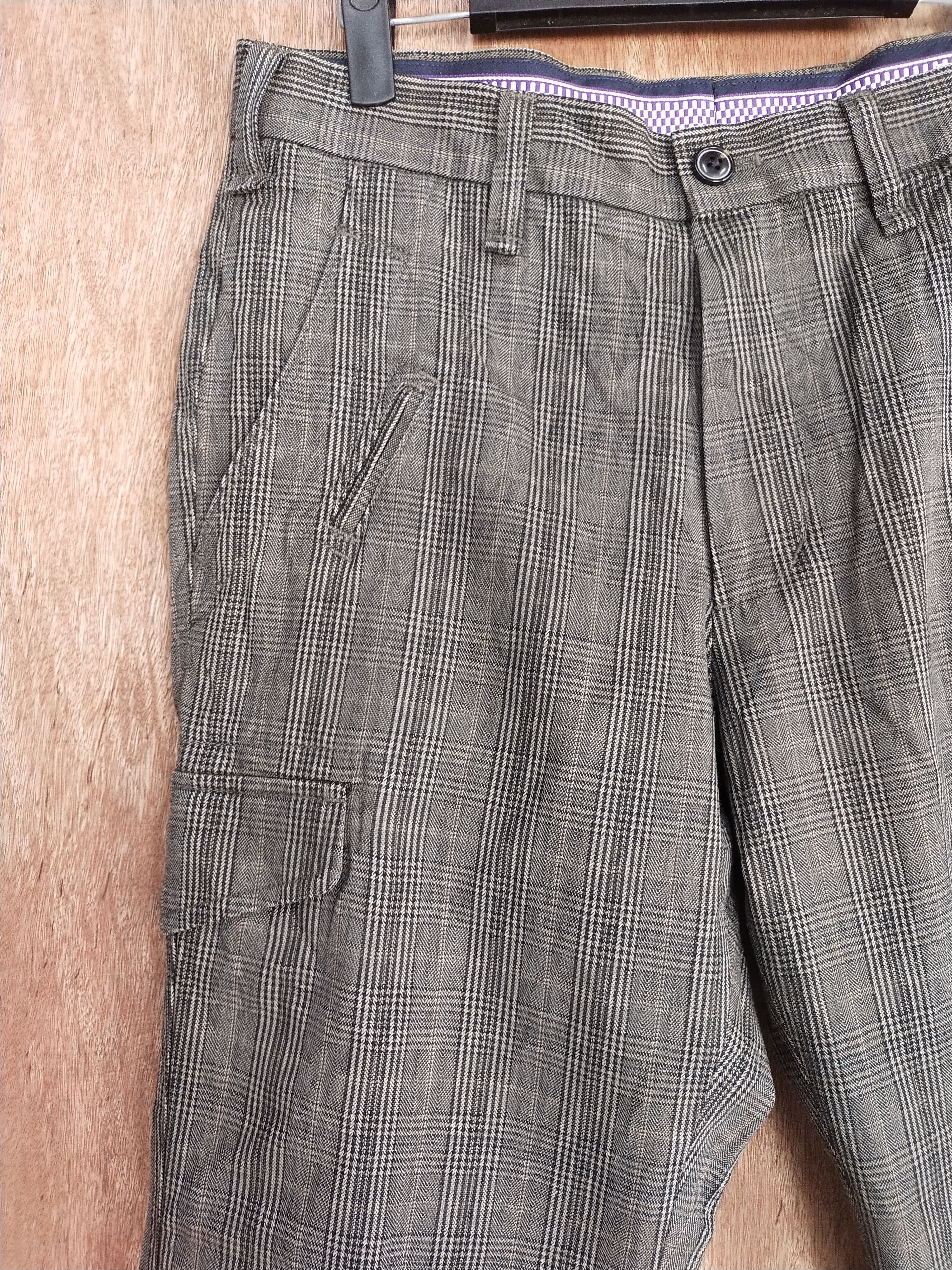 Japanese Brand Simple Life gray checkered cargo utility pants #H480 Size US 32 / EU 48 - 3 Thumbnail