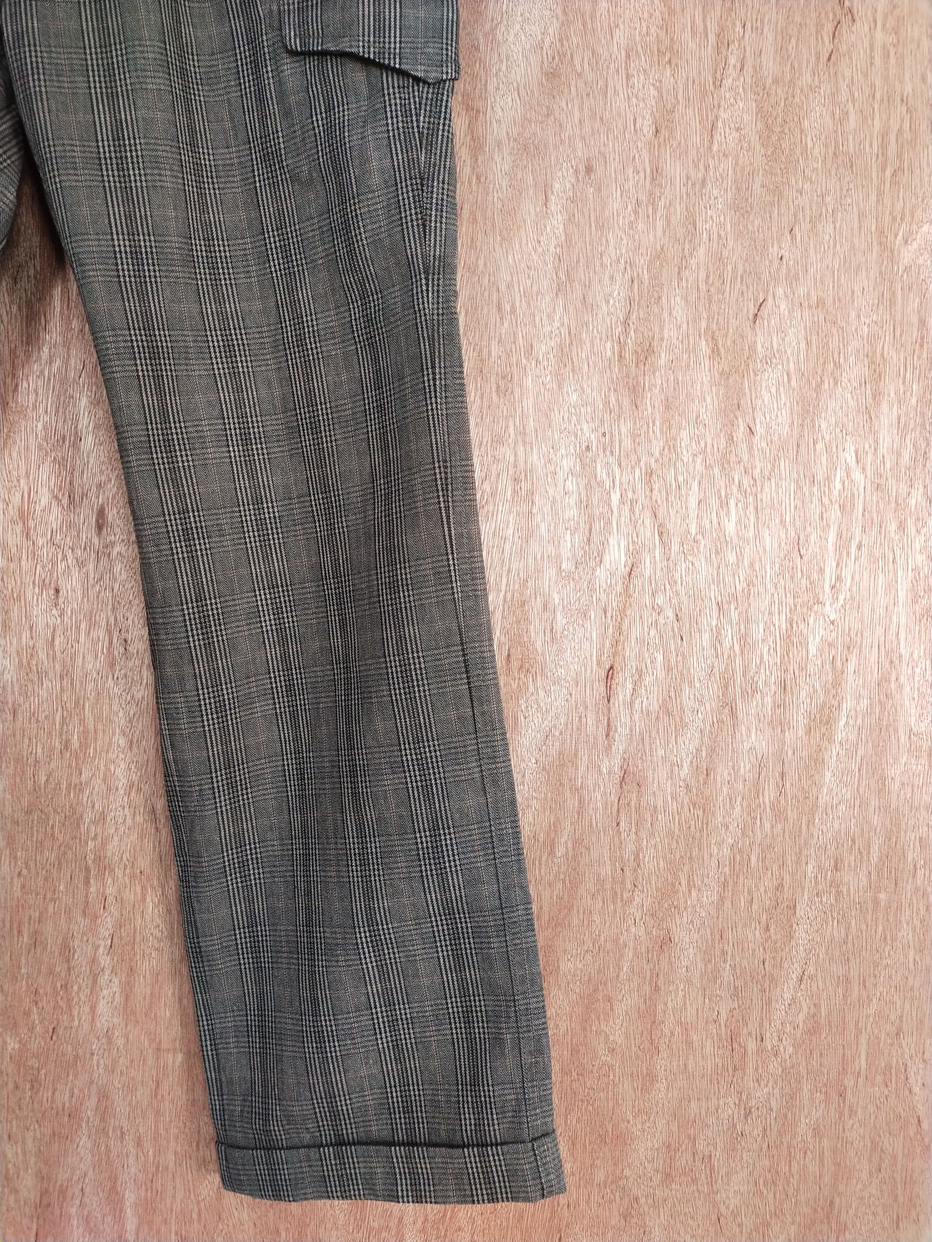 Japanese Brand Simple Life gray checkered cargo utility pants #H480 Size US 32 / EU 48 - 6 Thumbnail