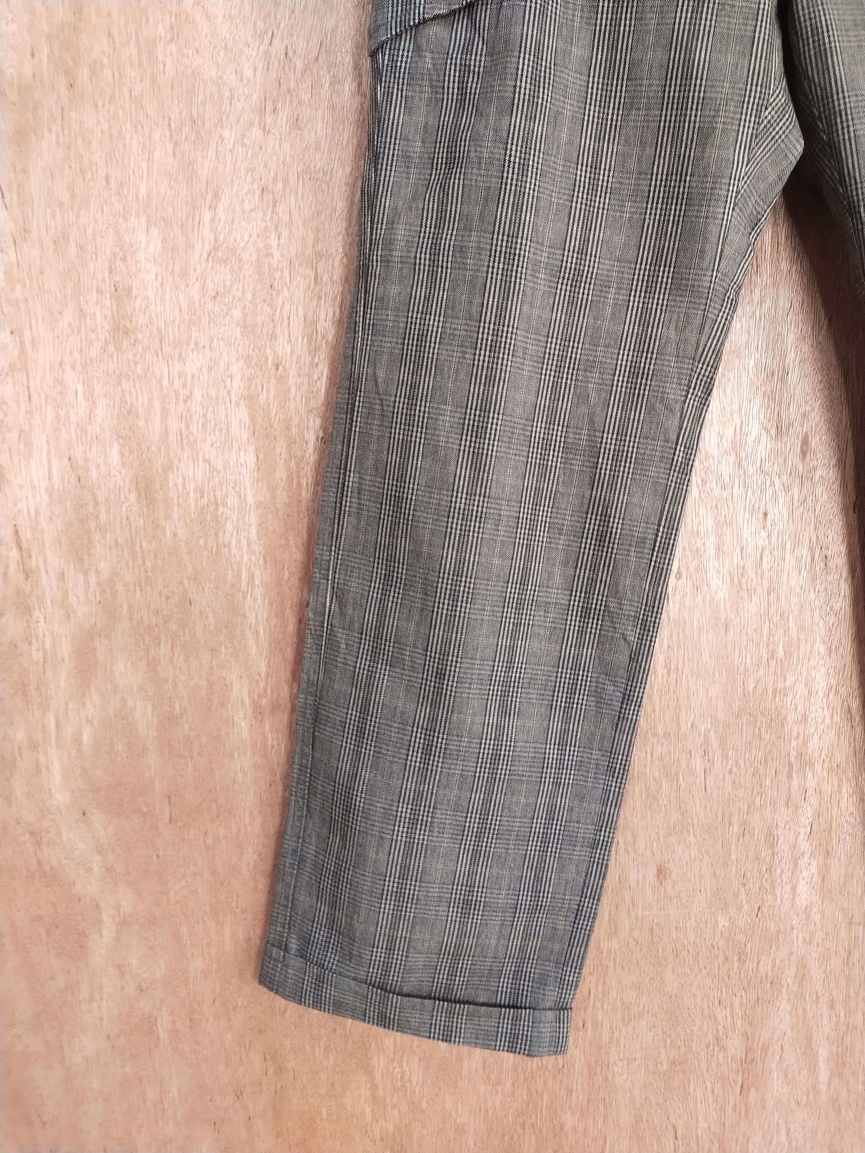 Japanese Brand Simple Life gray checkered cargo utility pants #H480 Size US 32 / EU 48 - 4 Thumbnail