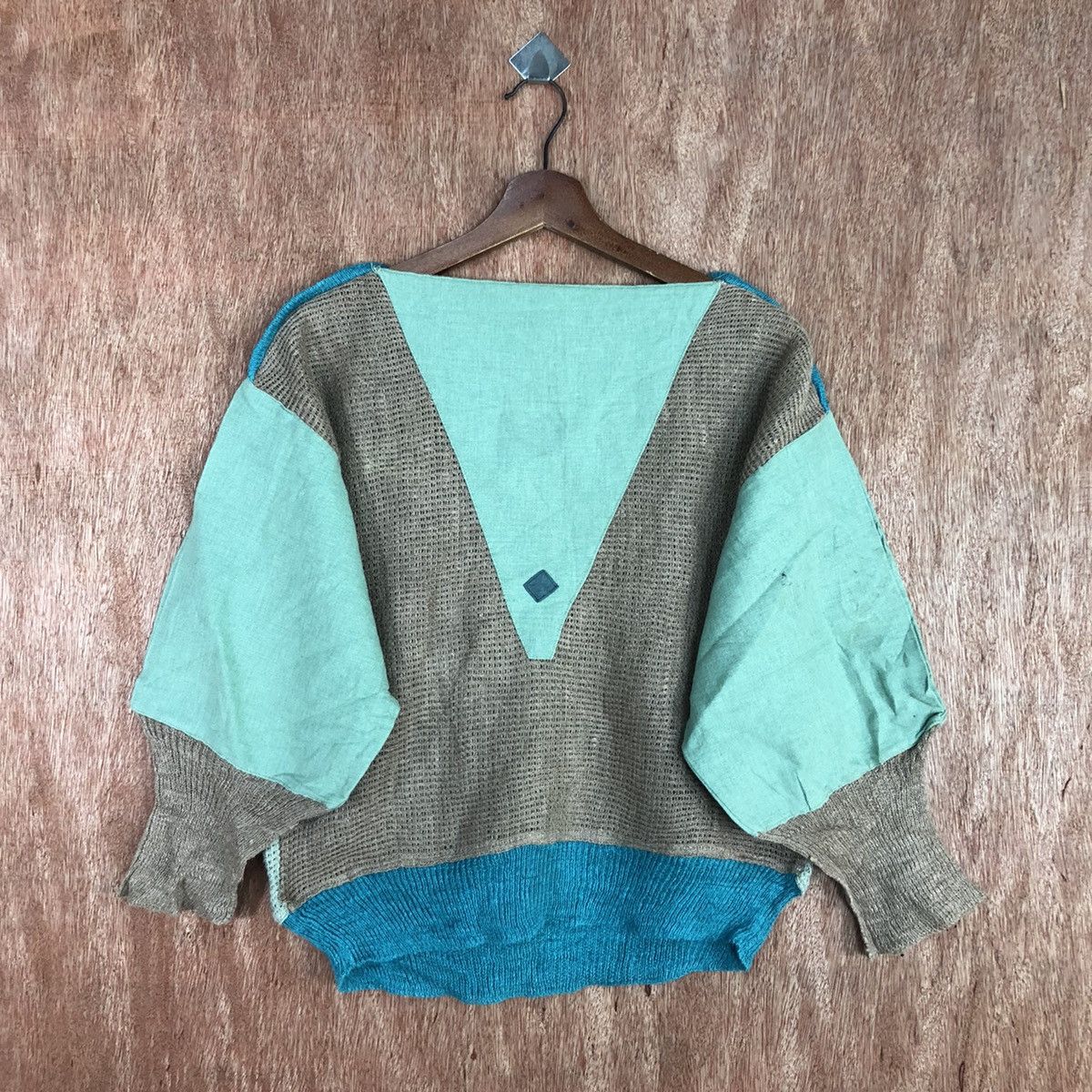 Japanese Brand Arilis italy Light Green patchwork Knitwear #H463 Size US M / EU 48-50 / 2 - 13 Thumbnail