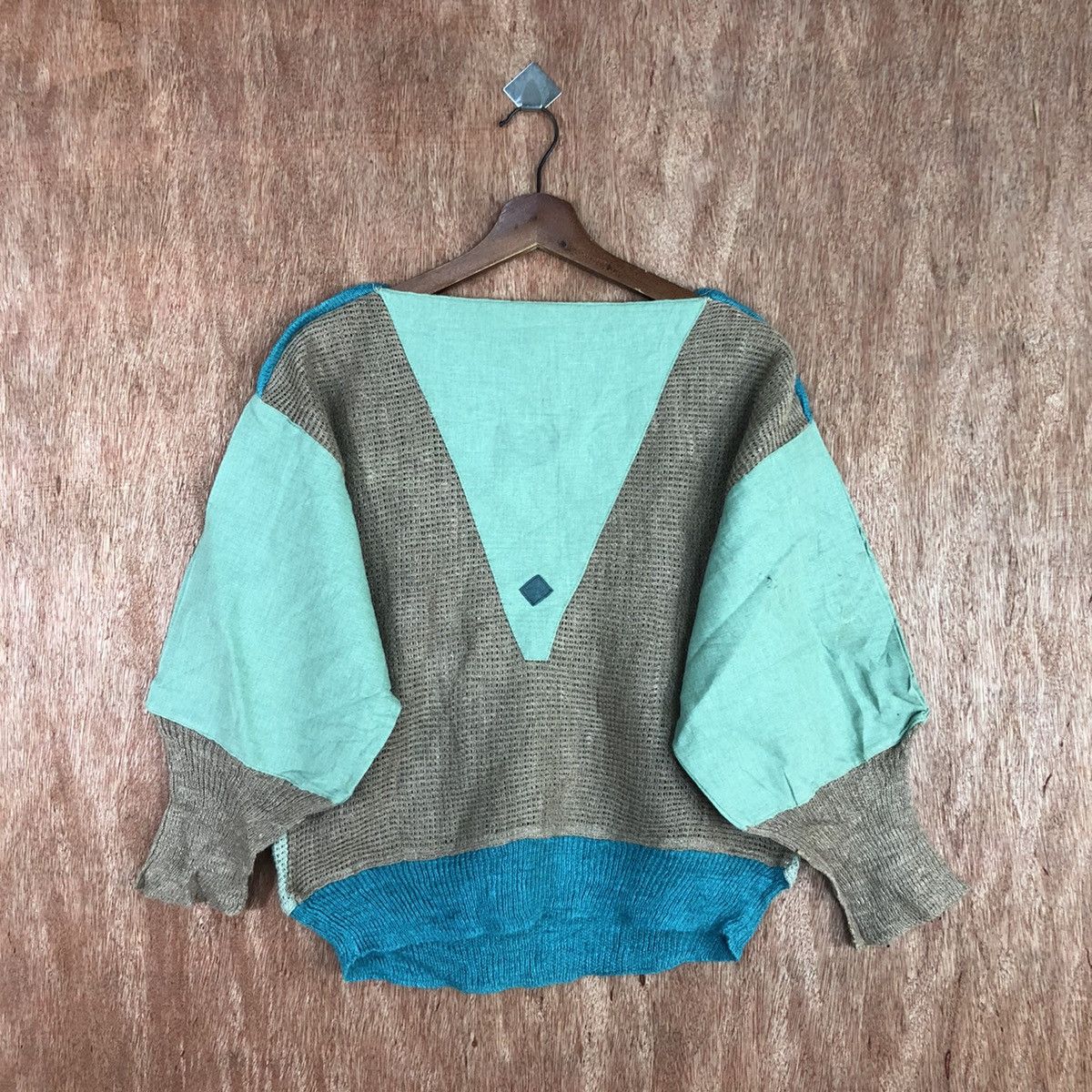 Japanese Brand Arilis italy Light Green patchwork Knitwear #H463 Size US M / EU 48-50 / 2 - 11 Thumbnail