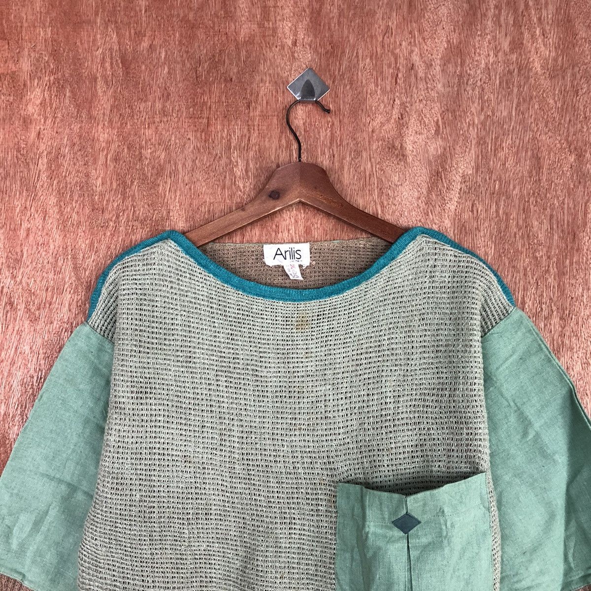 Japanese Brand Arilis italy Light Green patchwork Knitwear #H463 Size US M / EU 48-50 / 2 - 2 Thumbnail