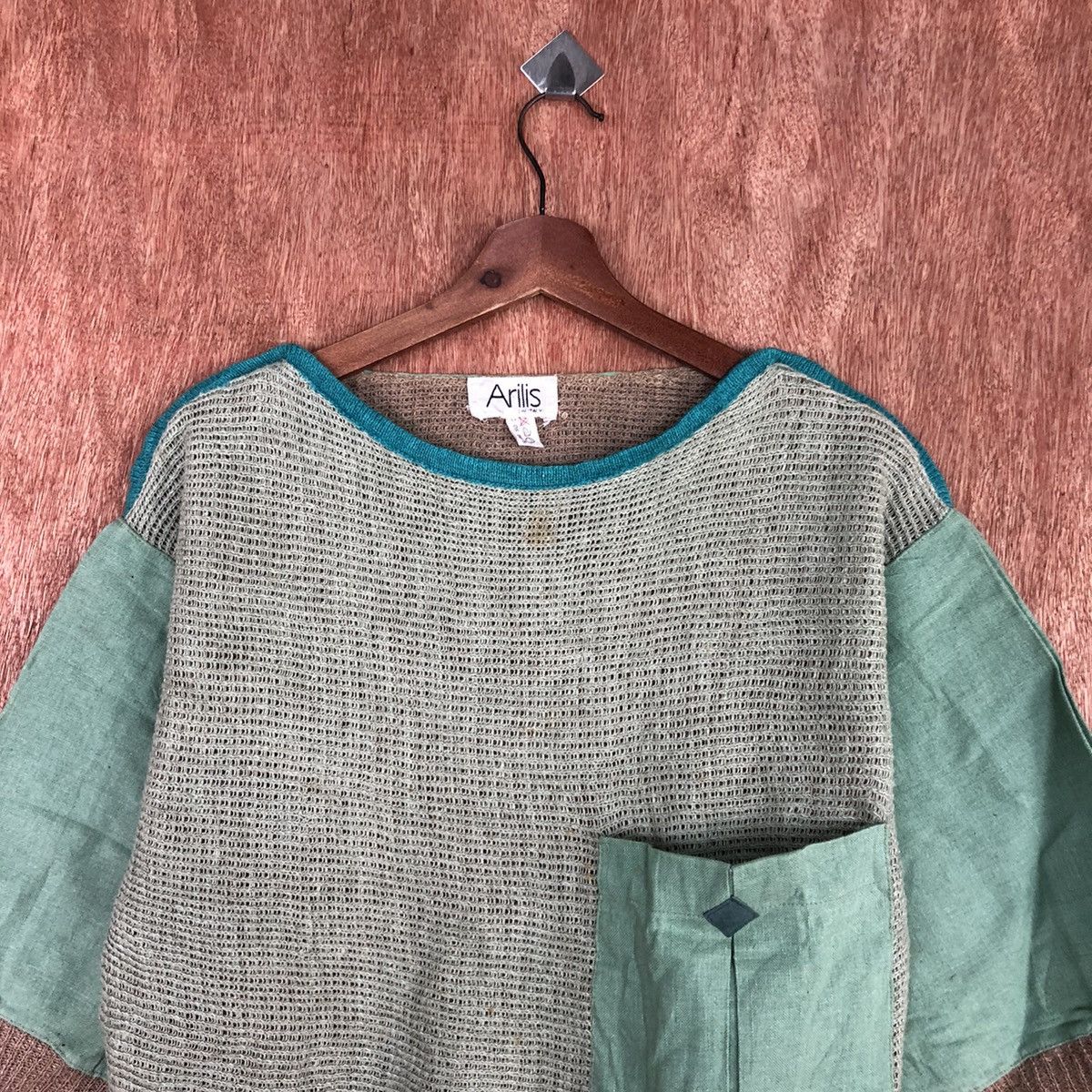 Japanese Brand Arilis italy Light Green patchwork Knitwear #H463 Size US M / EU 48-50 / 2 - 9 Thumbnail