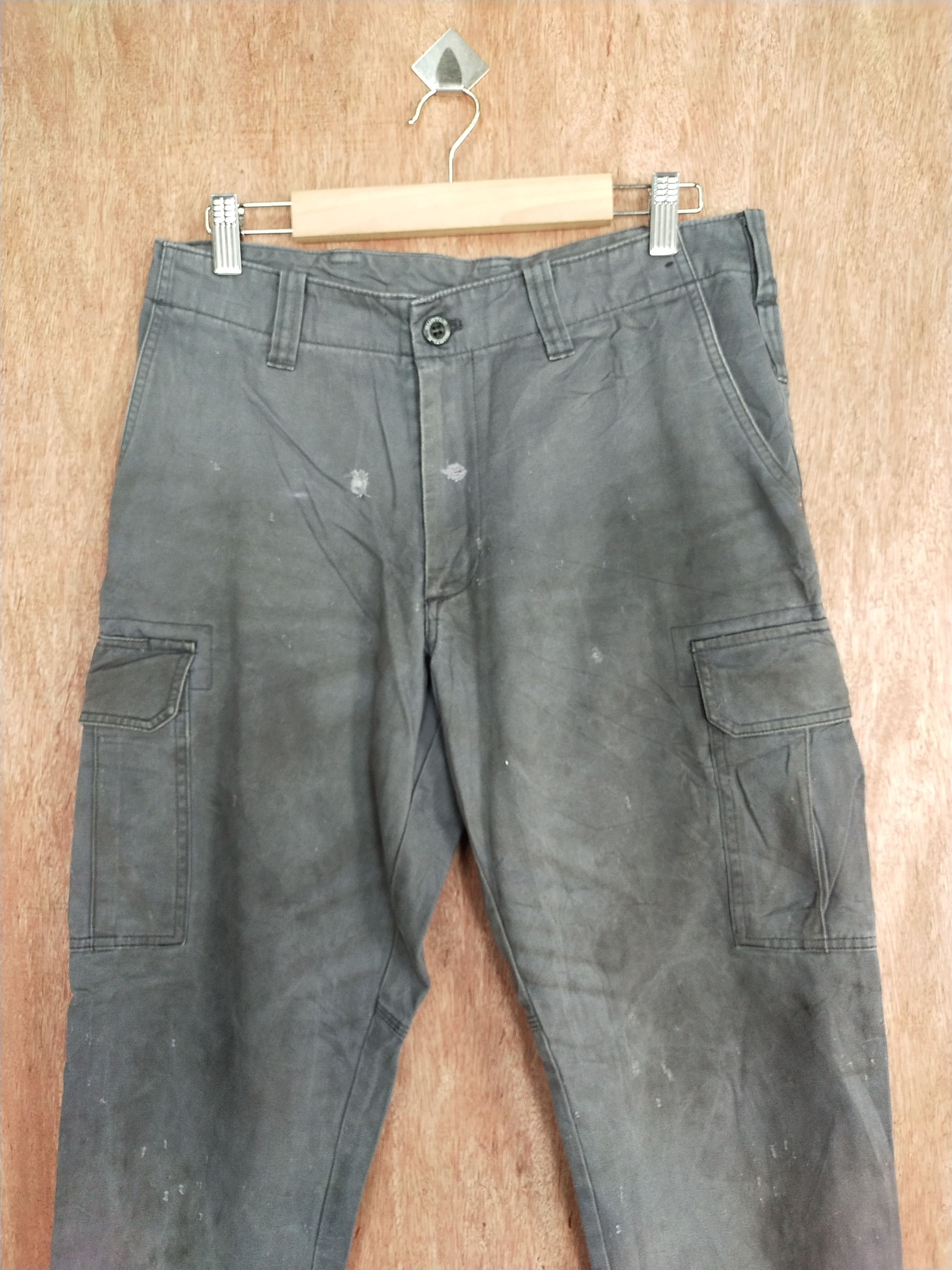 Japanese Brand Burtle gray dirty multipocket tactical cargo pants #S117 Size US 31 - 2 Thumbnail