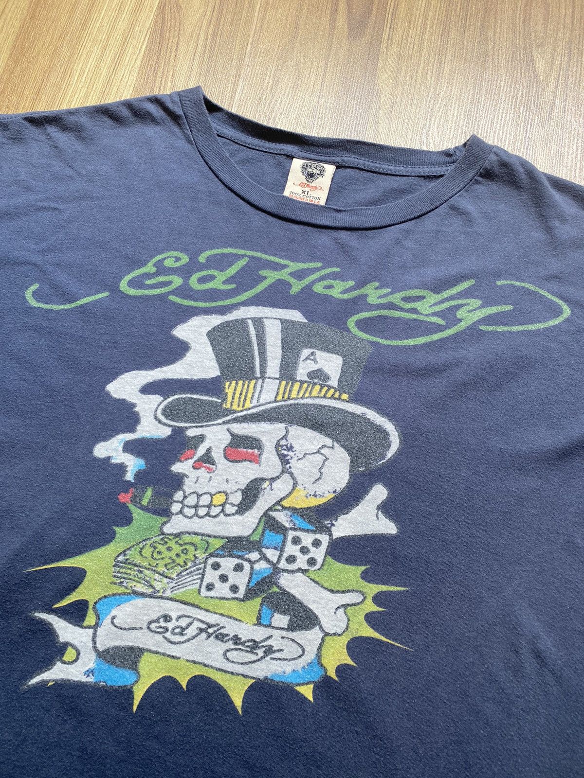 Ed Hardy Ed Hardy Navy Blue Vintage T Shirt Size US XL / EU 56 / 4 - 2 Thumbnail