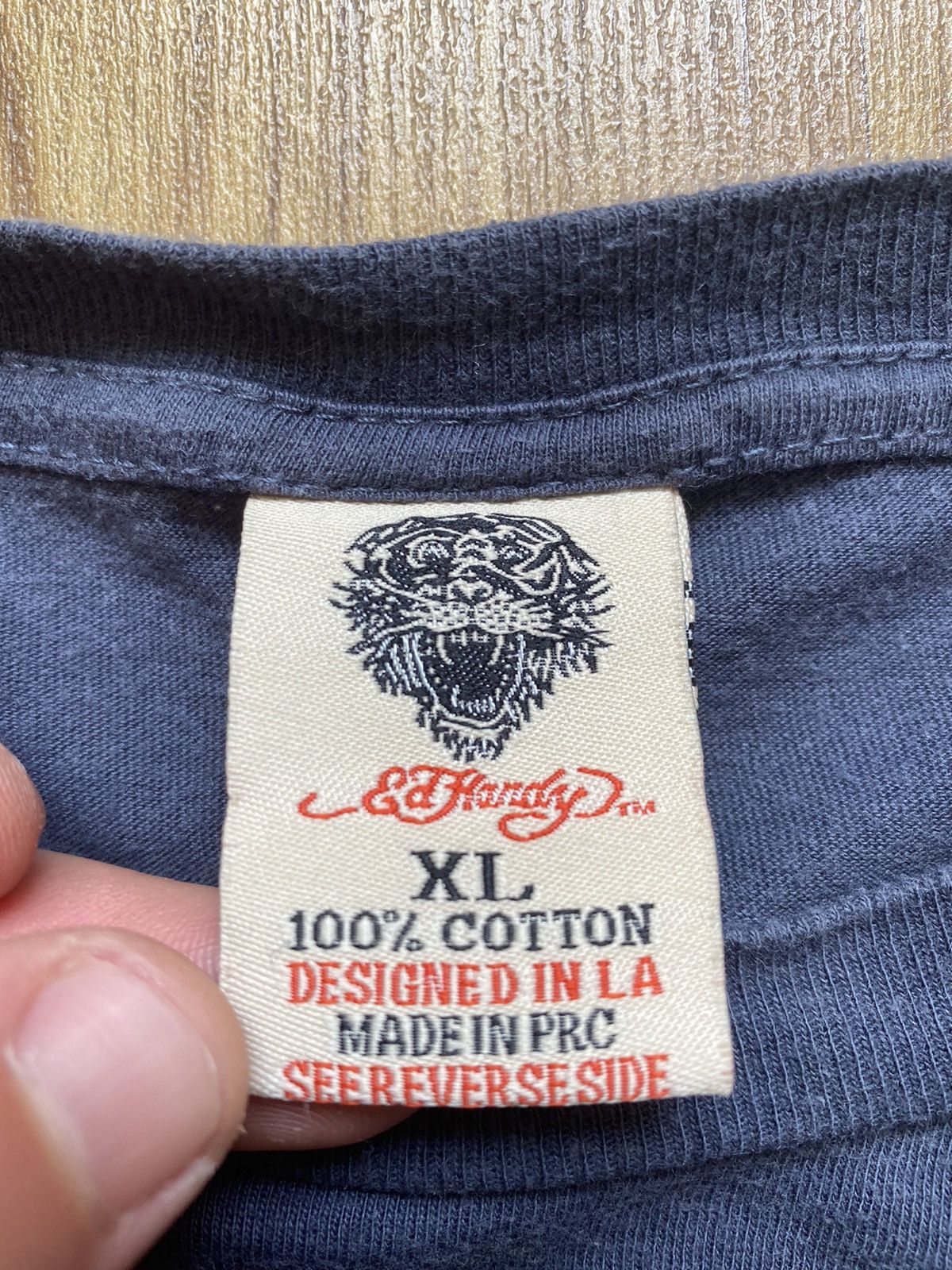 Ed Hardy Ed Hardy Navy Blue Vintage T Shirt Size US XL / EU 56 / 4 - 6 Thumbnail