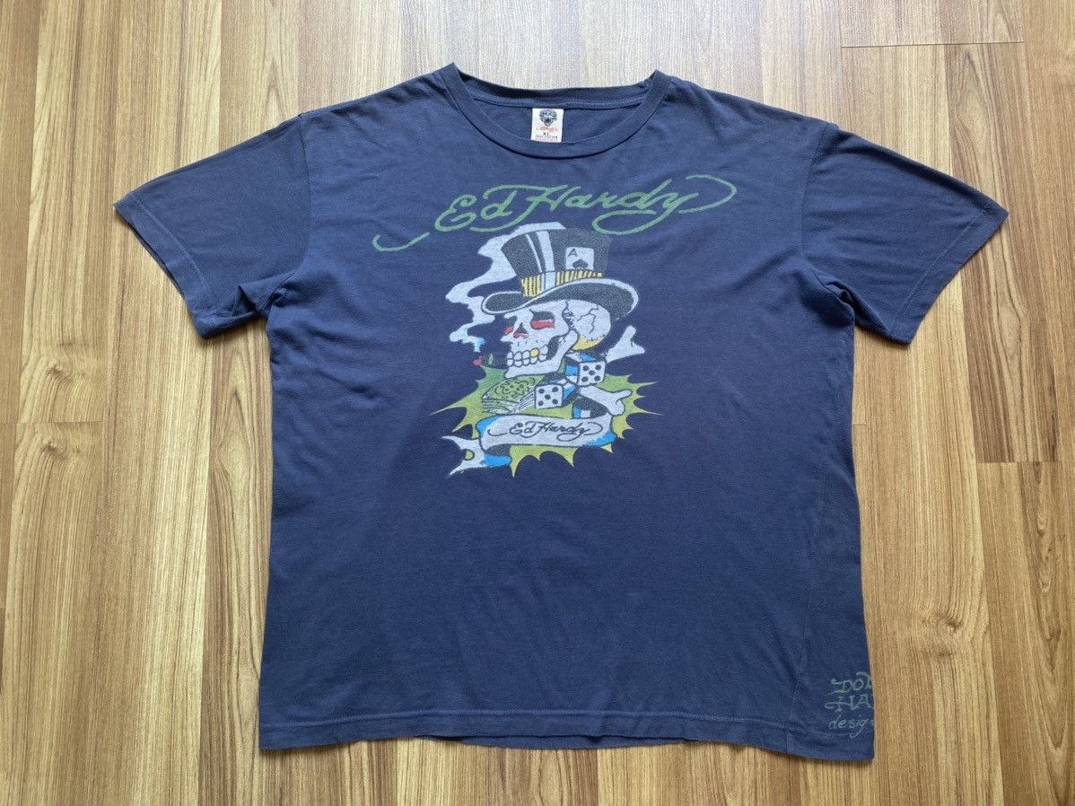 Ed Hardy Ed Hardy Navy Blue Vintage T Shirt Size US XL / EU 56 / 4 - 1 Thumbnail