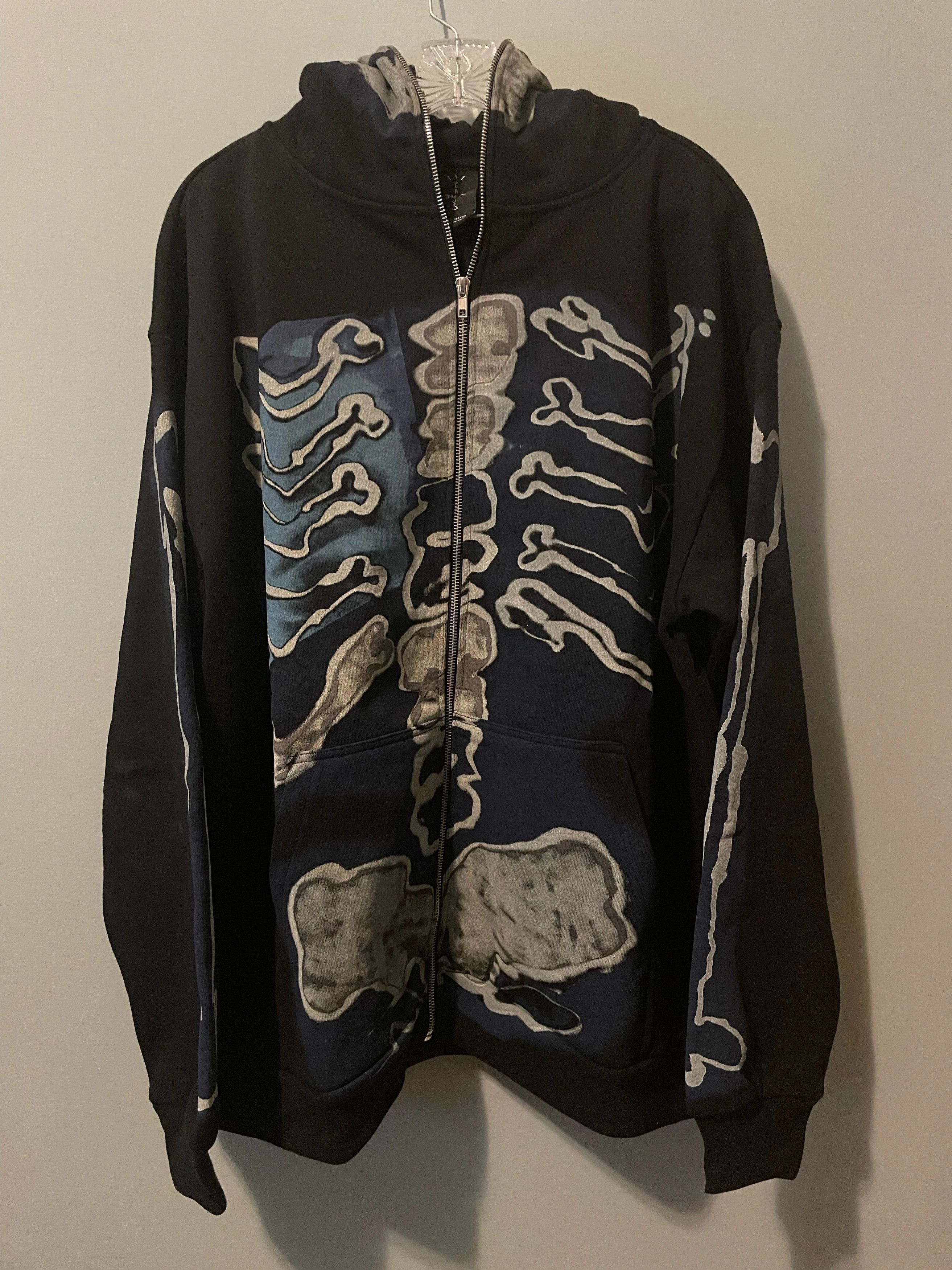 Cactus Jack by Travis Scott For Fragment Skeleton Graffiti Full Zip Hoodie  'Black