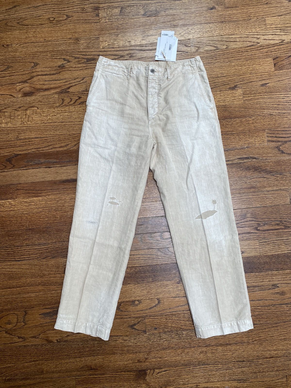 Visvim Visvim ICT Chino Pants HW Taper Crash Beige size 3 | Grailed