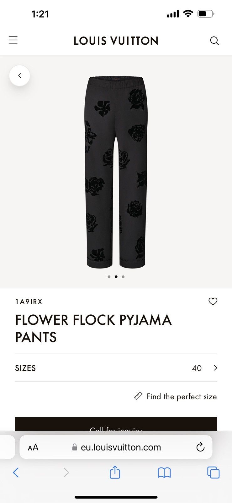 Shop Louis Vuitton 2022 SS Flower Flock Pyjama Pants (1A9IRX) by