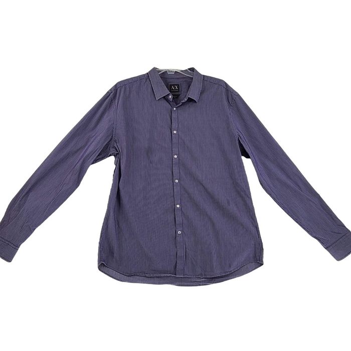 Armani Exchange Armani Exchange Men's Shirt Striped Purple and White