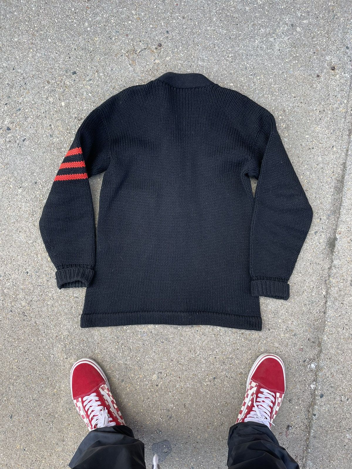 Vintage 70s Wool Highschool Letterman Patch Cardigan sweater 80s Size US L / EU 52-54 / 3 - 2 Thumbnail