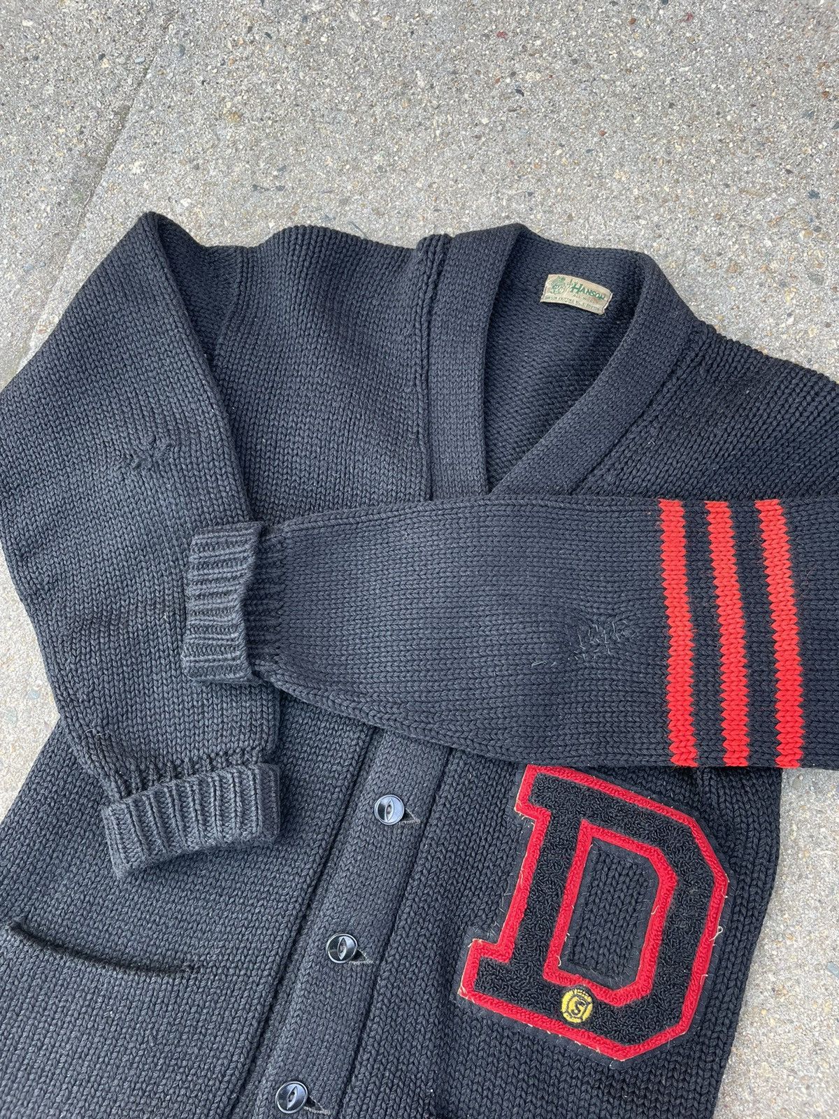 Vintage 70s Wool Highschool Letterman Patch Cardigan sweater 80s Size US L / EU 52-54 / 3 - 5 Thumbnail