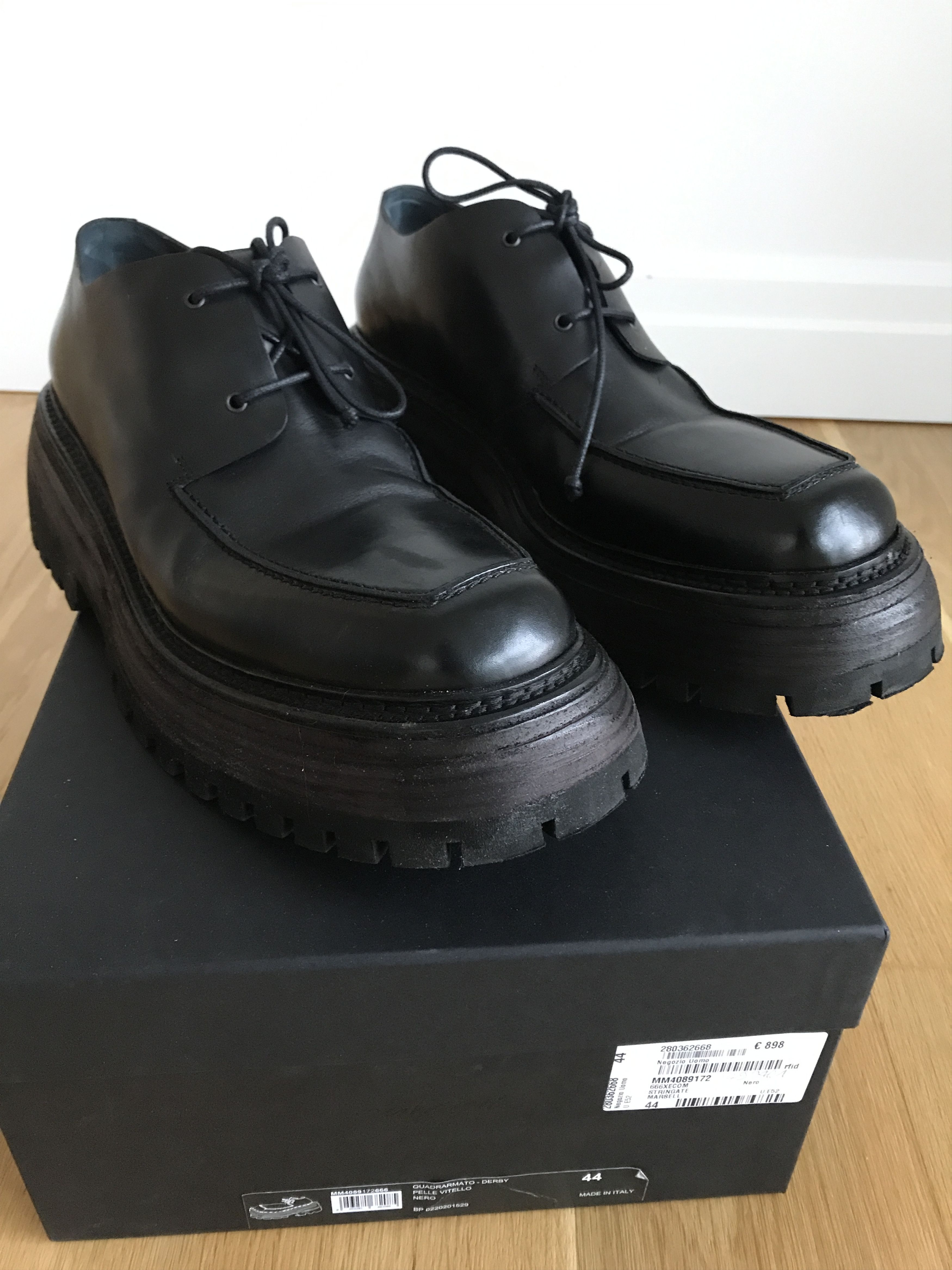 Quadrarmarto Derby Vitello Leather Nero Black Lace-up Shoes