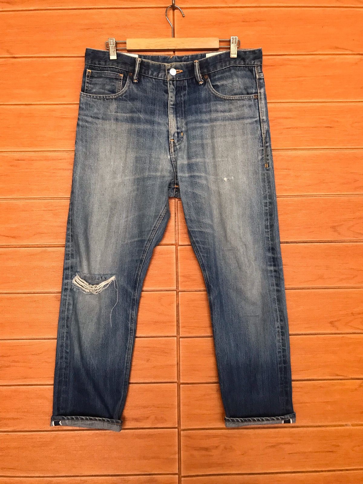 Bedwin & The Heartbreakers B&TH X Canton Overalls Selvedge Distress Faded Jeans Size US 34 / EU 50 - 2 Thumbnail