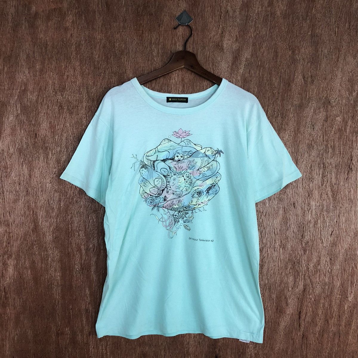 Japanese Brand 24 Hour Television japan art Soft Blue Tshirt #H391 Size US M / EU 48-50 / 2 - 3 Thumbnail
