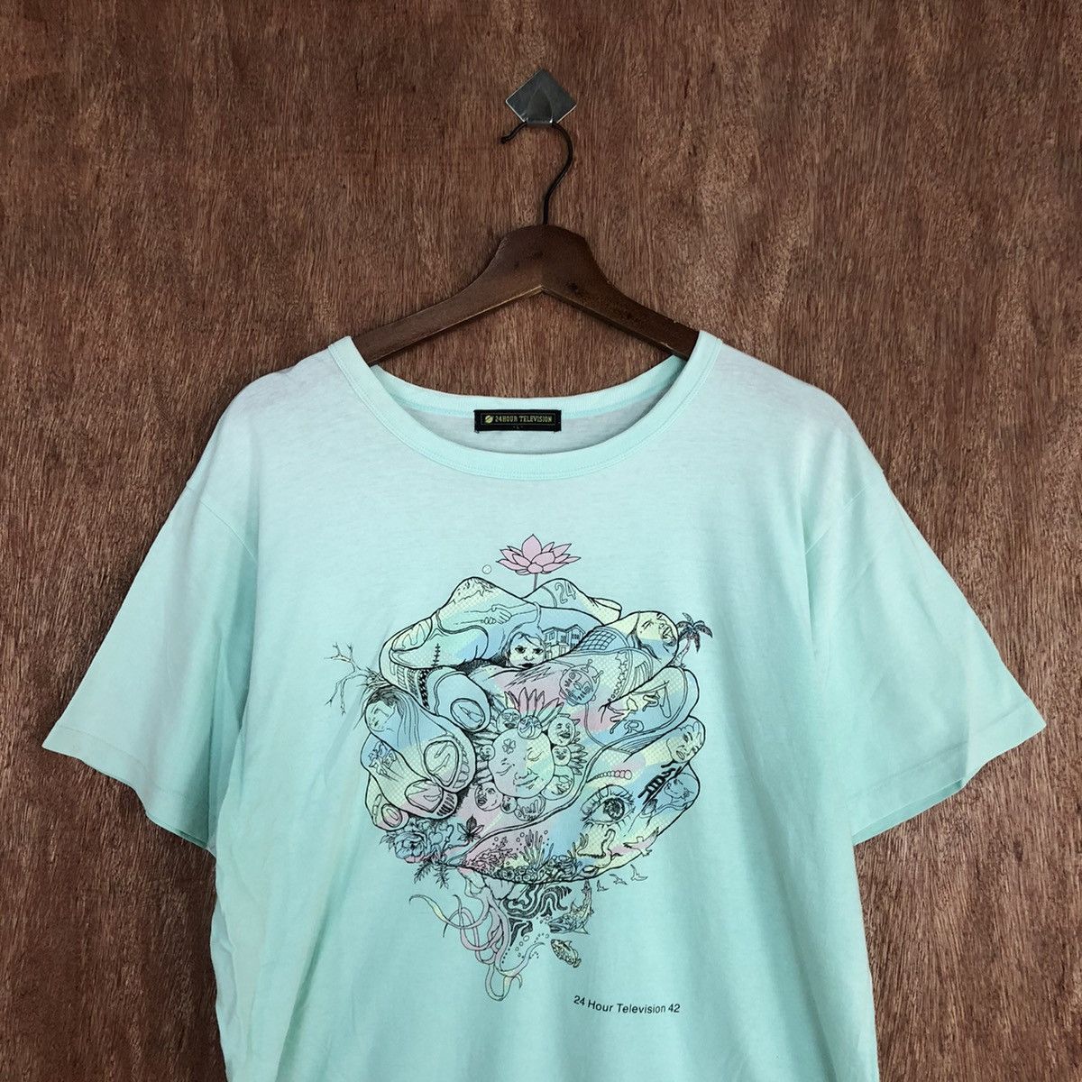 Japanese Brand 24 Hour Television japan art Soft Blue Tshirt #H391 Size US M / EU 48-50 / 2 - 2 Thumbnail