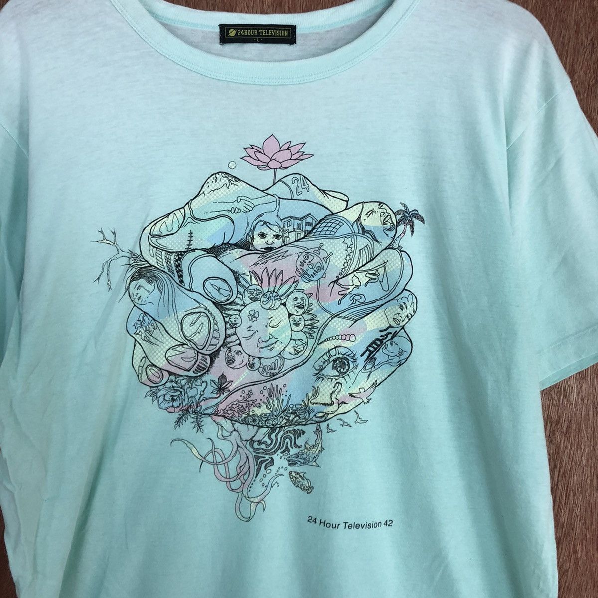Japanese Brand 24 Hour Television japan art Soft Blue Tshirt #H391 Size US M / EU 48-50 / 2 - 6 Thumbnail