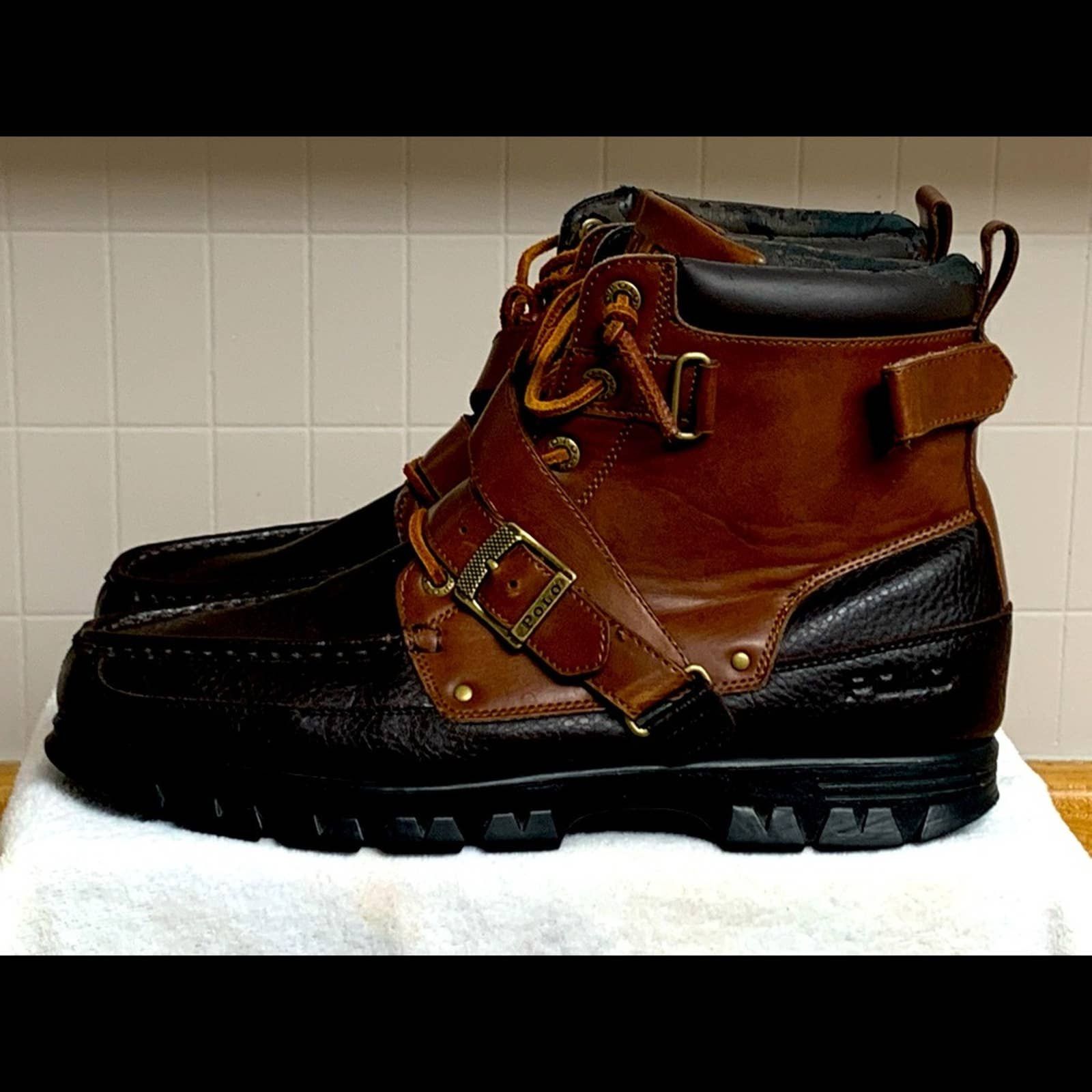 Ralph Lauren Zig Zag II Boots. Polo Ranger Casual Boots Mens 7.5 Black Mid Lace Up Logo  main image 2