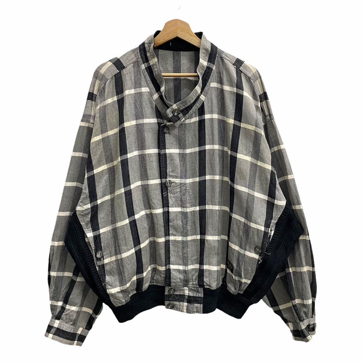 Issey Miyake × Japanese Brand × Vintage 🔥80s BLACK PIA SPORT PLAID BOMBER JACKET Size US XL / EU 56 / 4 - 1 Thumbnail