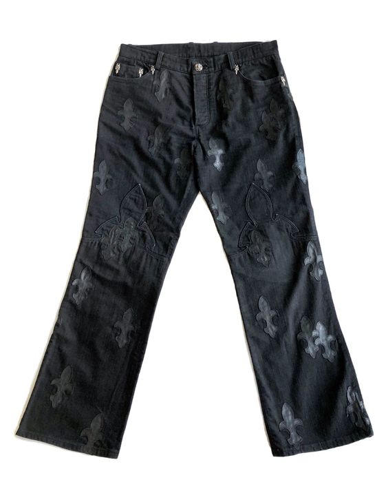 Chrome Hearts CHROME HEARTS BLACK DAGGER CUSTOM PATCH JEANS SPECIAL ORDER