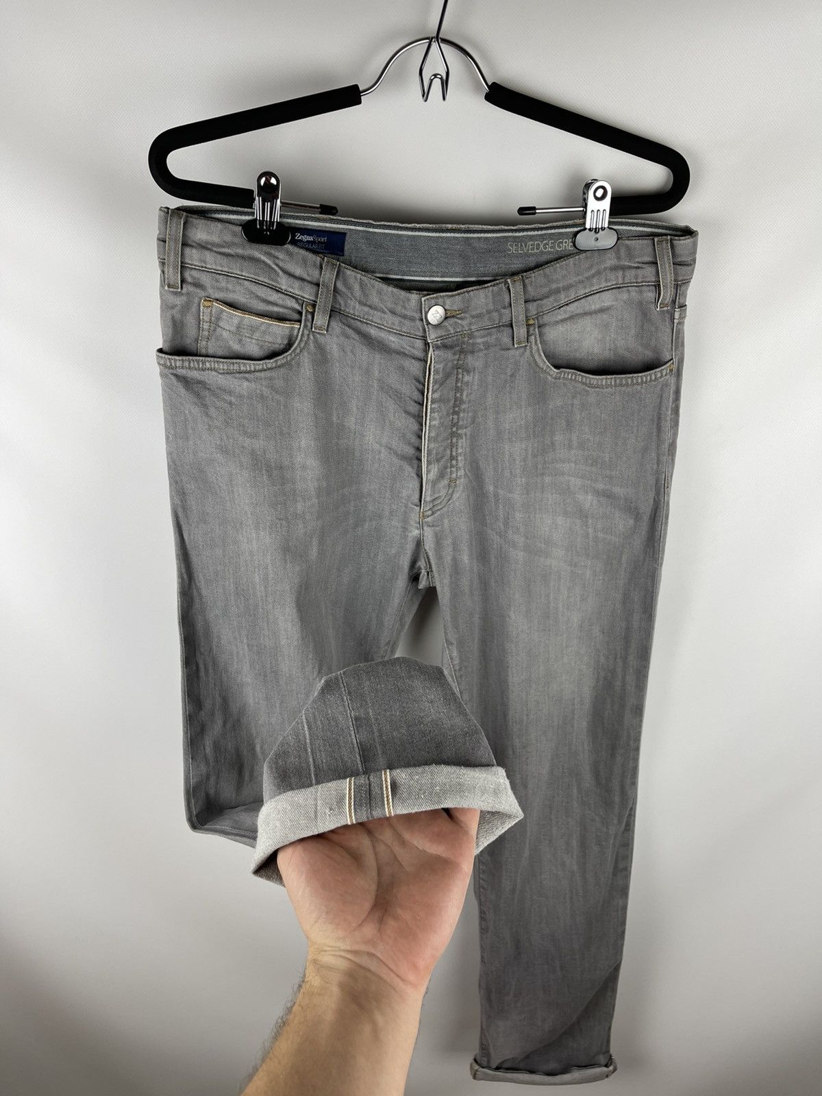 Ermenegildo Zegna Zegna Sport selvedge grey comfort denim regular fit jeans Size US 34 / EU 50 - 4 Thumbnail