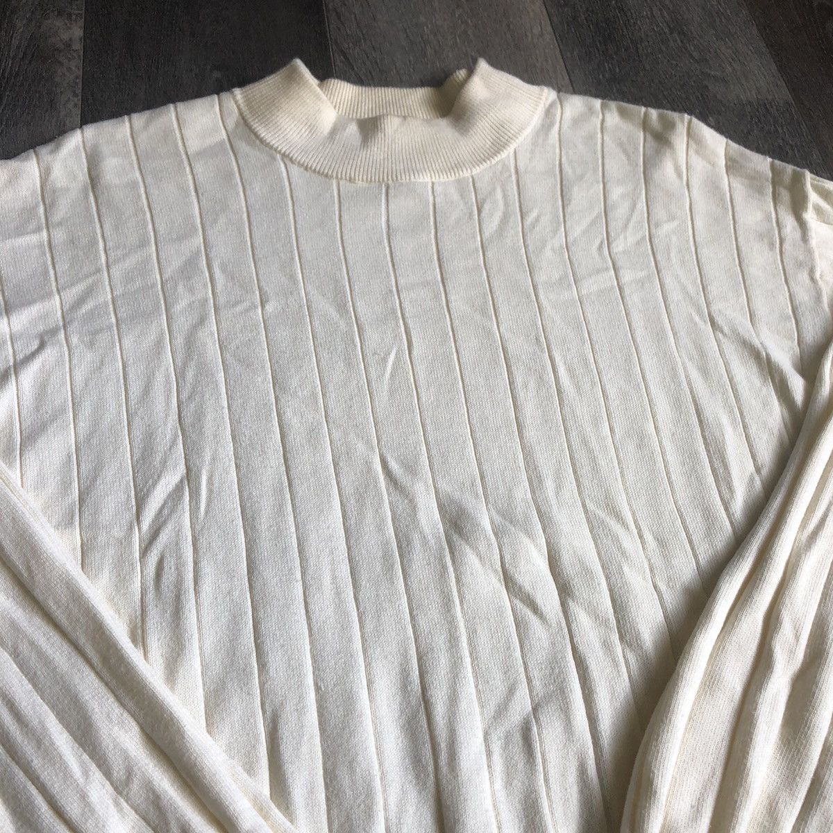 Other Vintage 1990s Northern Isles Cream Off White Stripe Sweater Size US L / EU 52-54 / 3 - 2 Thumbnail