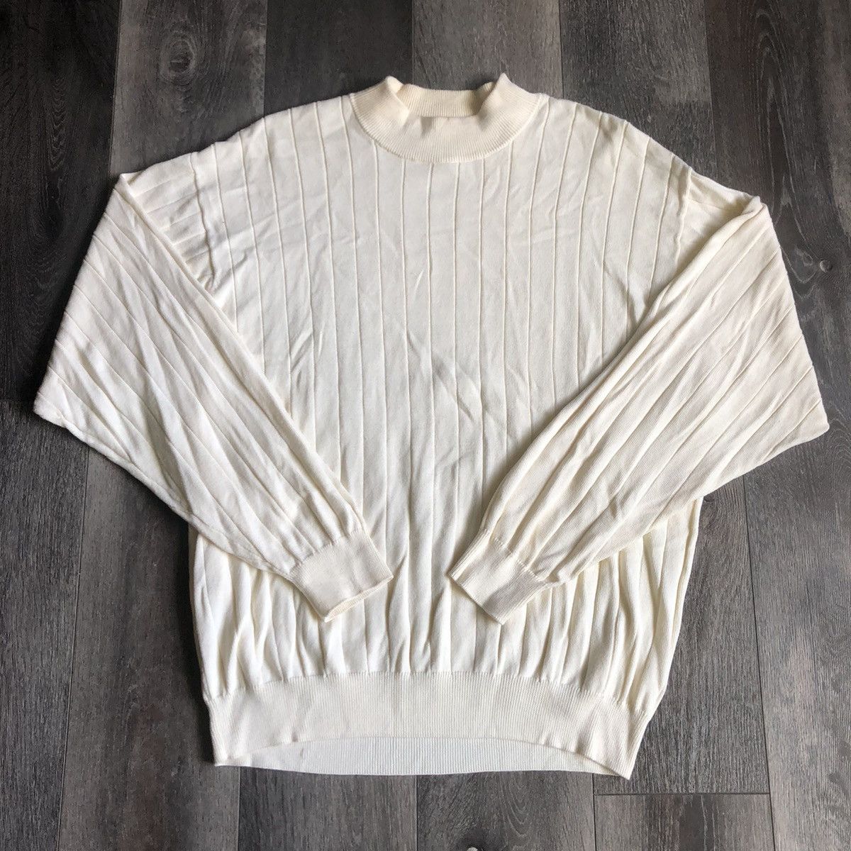 Other Vintage 1990s Northern Isles Cream Off White Stripe Sweater Size US L / EU 52-54 / 3 - 1 Thumbnail