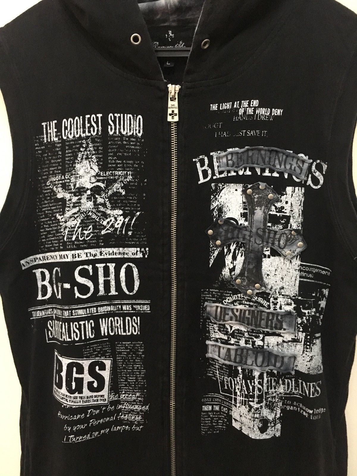 Japanese Brand Sho Bernings Sweater Zipper Hoodie Sleeveless Long Shirt Size US L / EU 52-54 / 3 - 4 Thumbnail