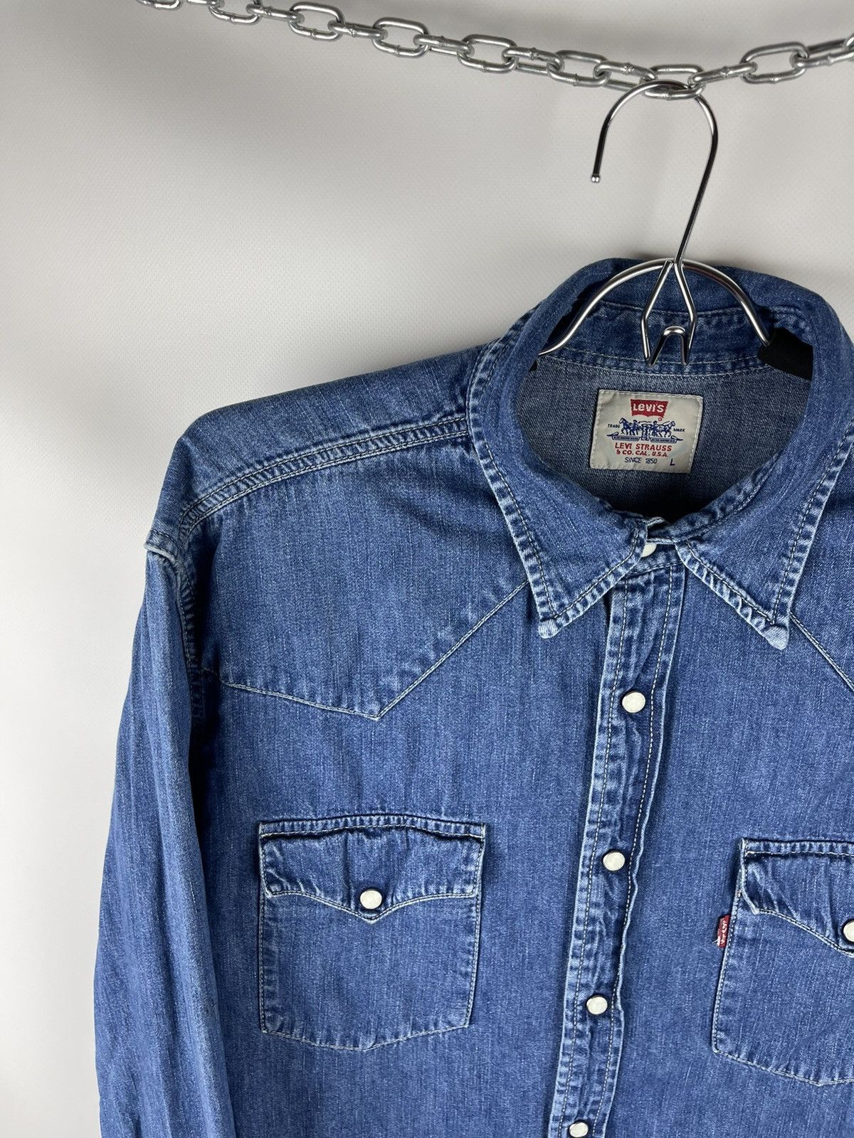 Levi's Levi’s vintage 90s red tab blue denim button up shirt Size US L / EU 52-54 / 3 - 4 Thumbnail