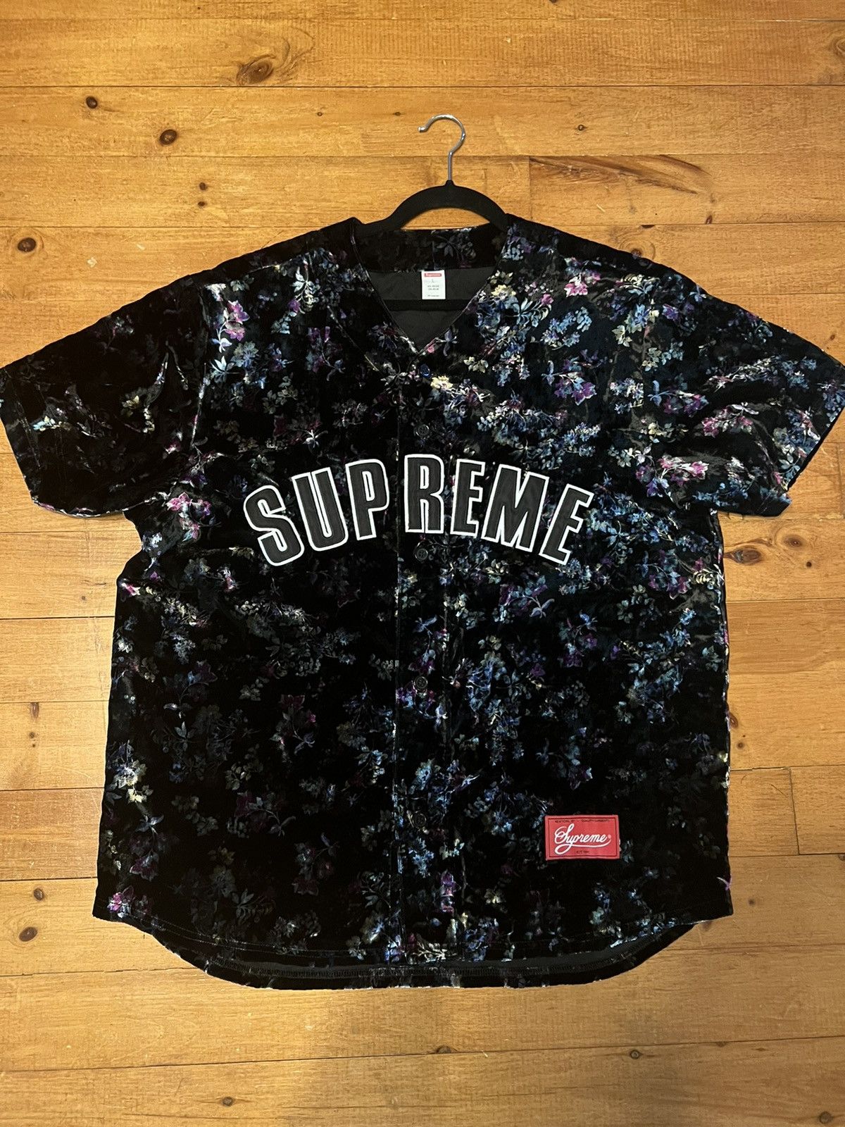 Supreme Supreme floral velour baseball jersey | Grailed