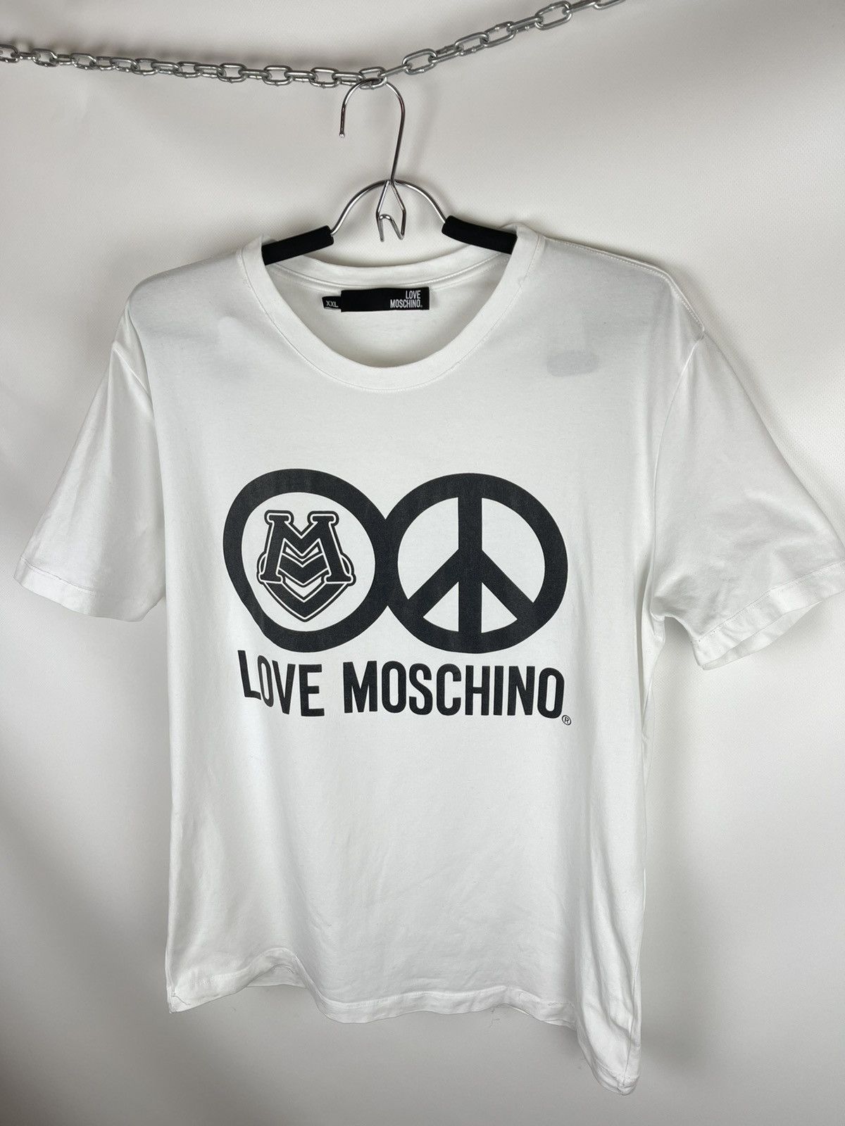 Moschino Love Moschino big logo peace white tee shirt Size US XL / EU 56 / 4 - 4 Thumbnail
