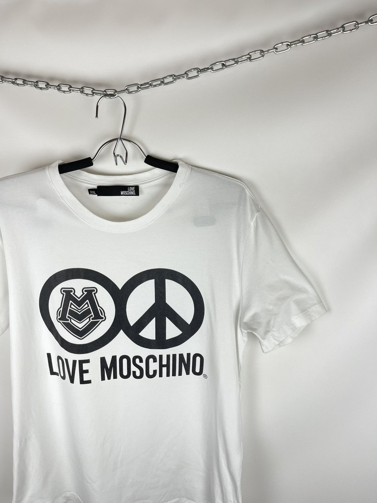 Moschino Love Moschino big logo peace white tee shirt Size US XL / EU 56 / 4 - 3 Thumbnail