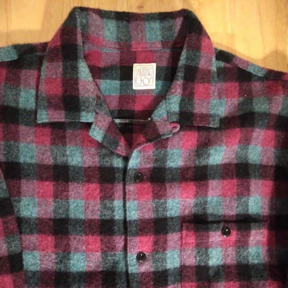 J. Sabatino Plaid Wool Button Down shops Tartan Shirt