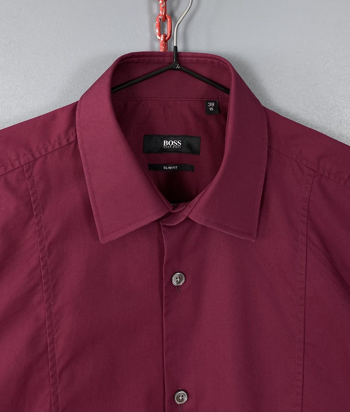 Hugo Boss Hugo Boss Buttons Up Shirt Mens 38/15 Slim Fit Purple Luxury Size US M / EU 48-50 / 2 - 2 Thumbnail
